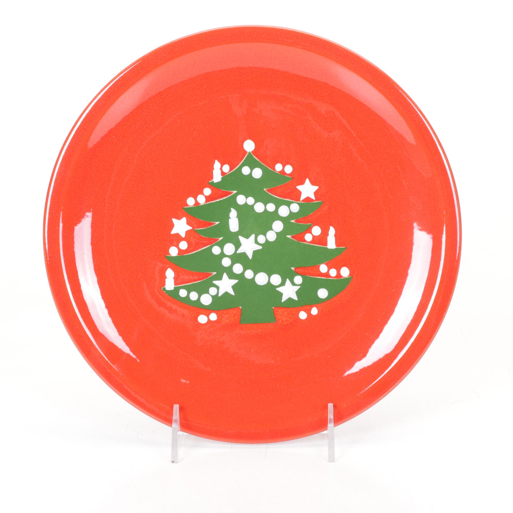 Waechtersbach "Christmas Tree" Teapot, Cups, and a Plate, Late 20th Century