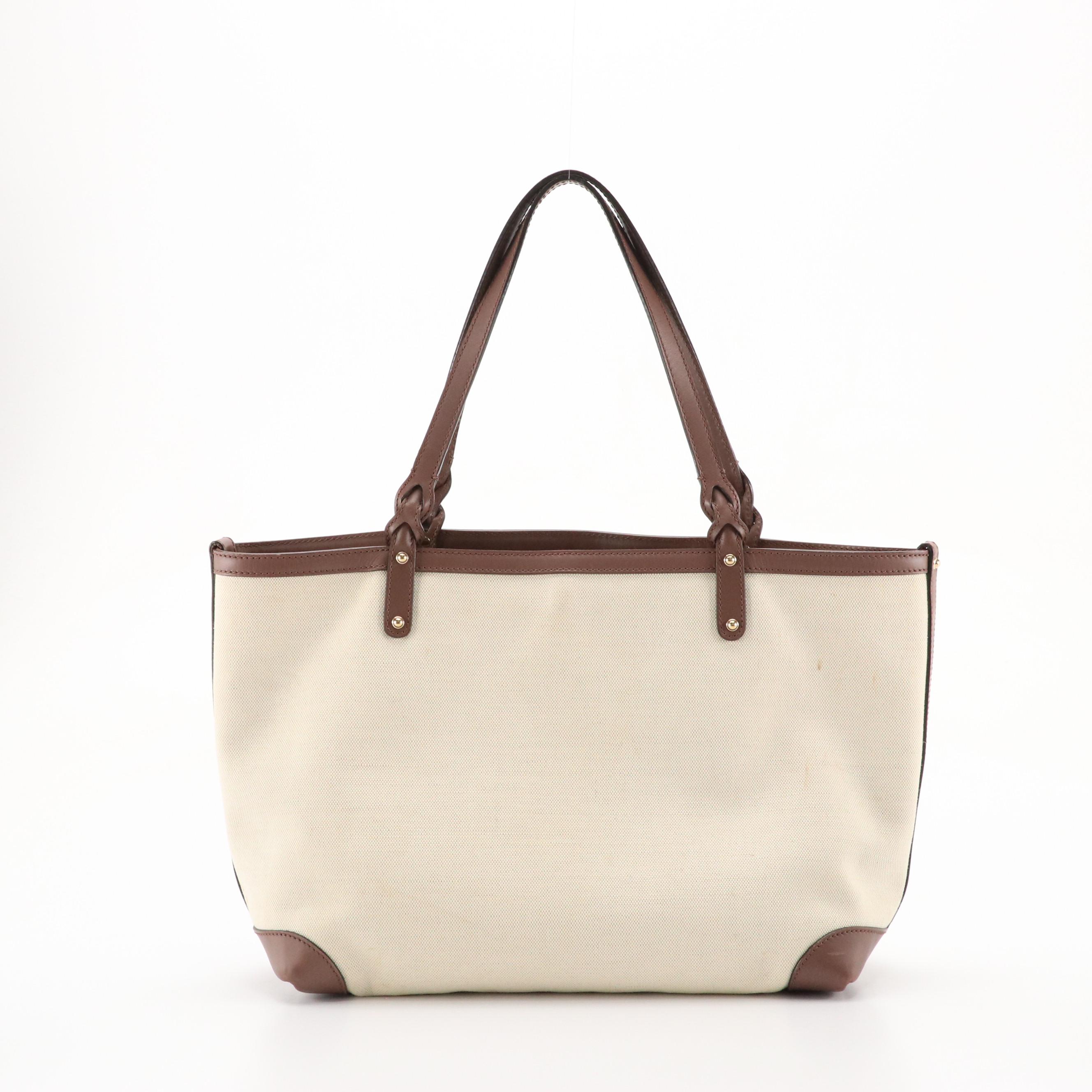 Gucci Japan Exclusive Craft Tote in Natural Canvas and Mocha Brown Leather