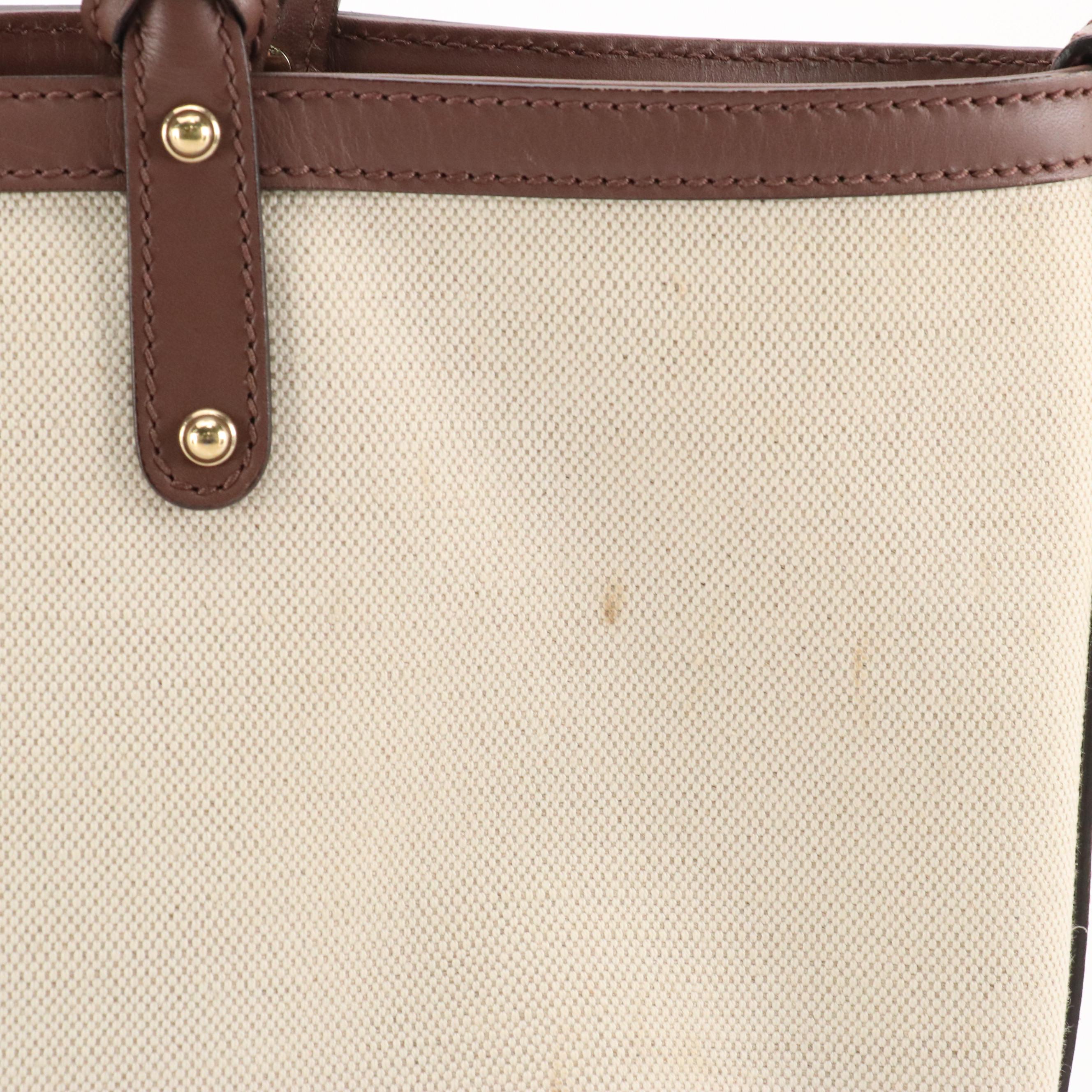 Gucci Japan Exclusive Craft Tote in Natural Canvas and Mocha Brown Leather