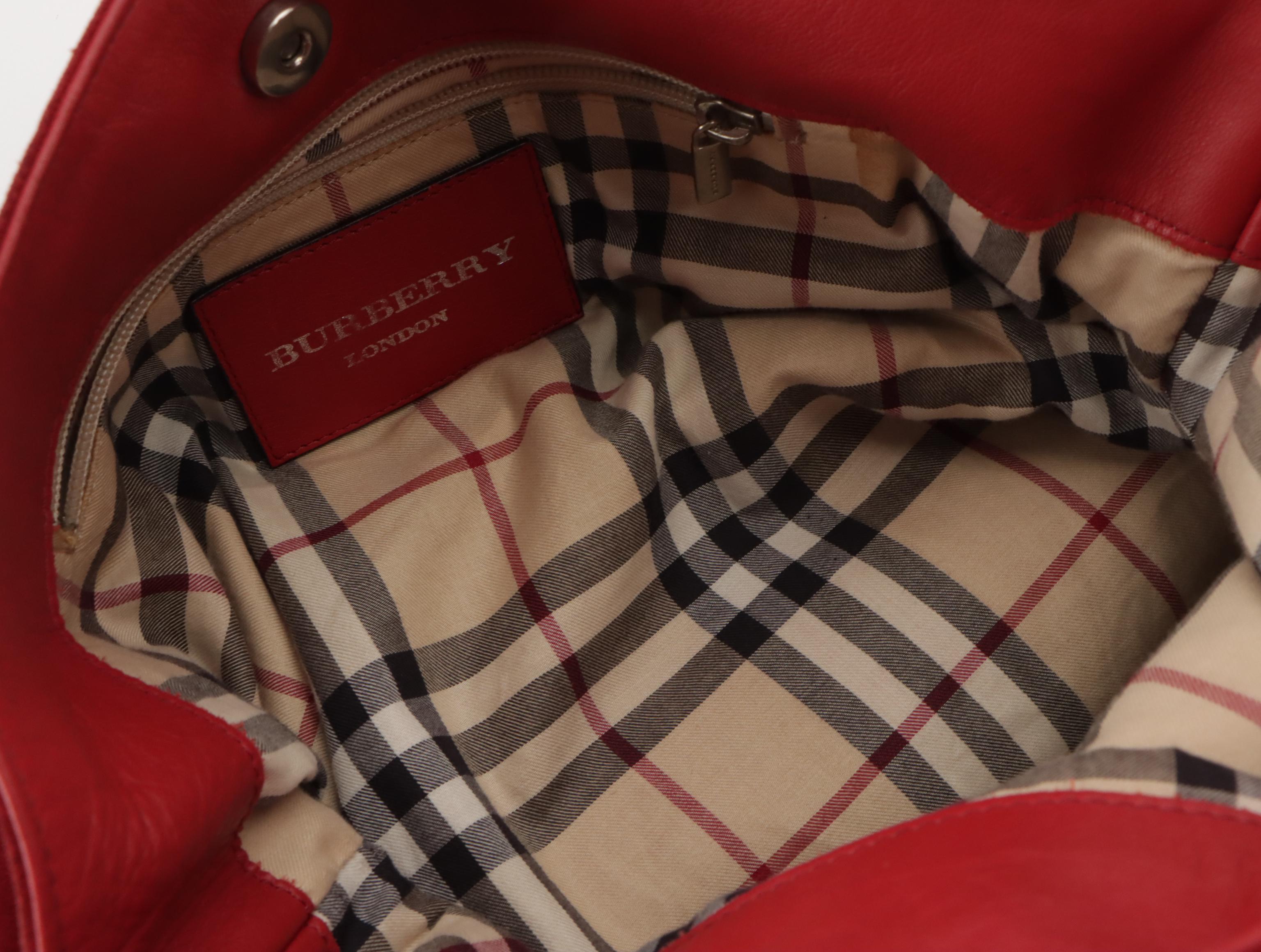 Burberry Front-Pocket Hobo Bag in Cherry Red Suede and Leather Trim