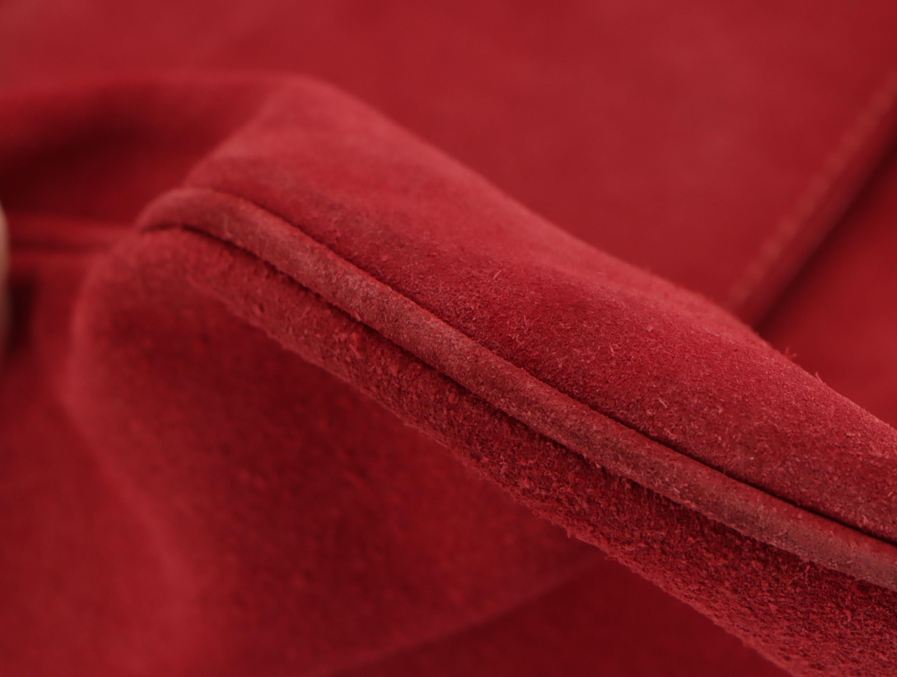 Burberry Front-Pocket Hobo Bag in Cherry Red Suede and Leather Trim