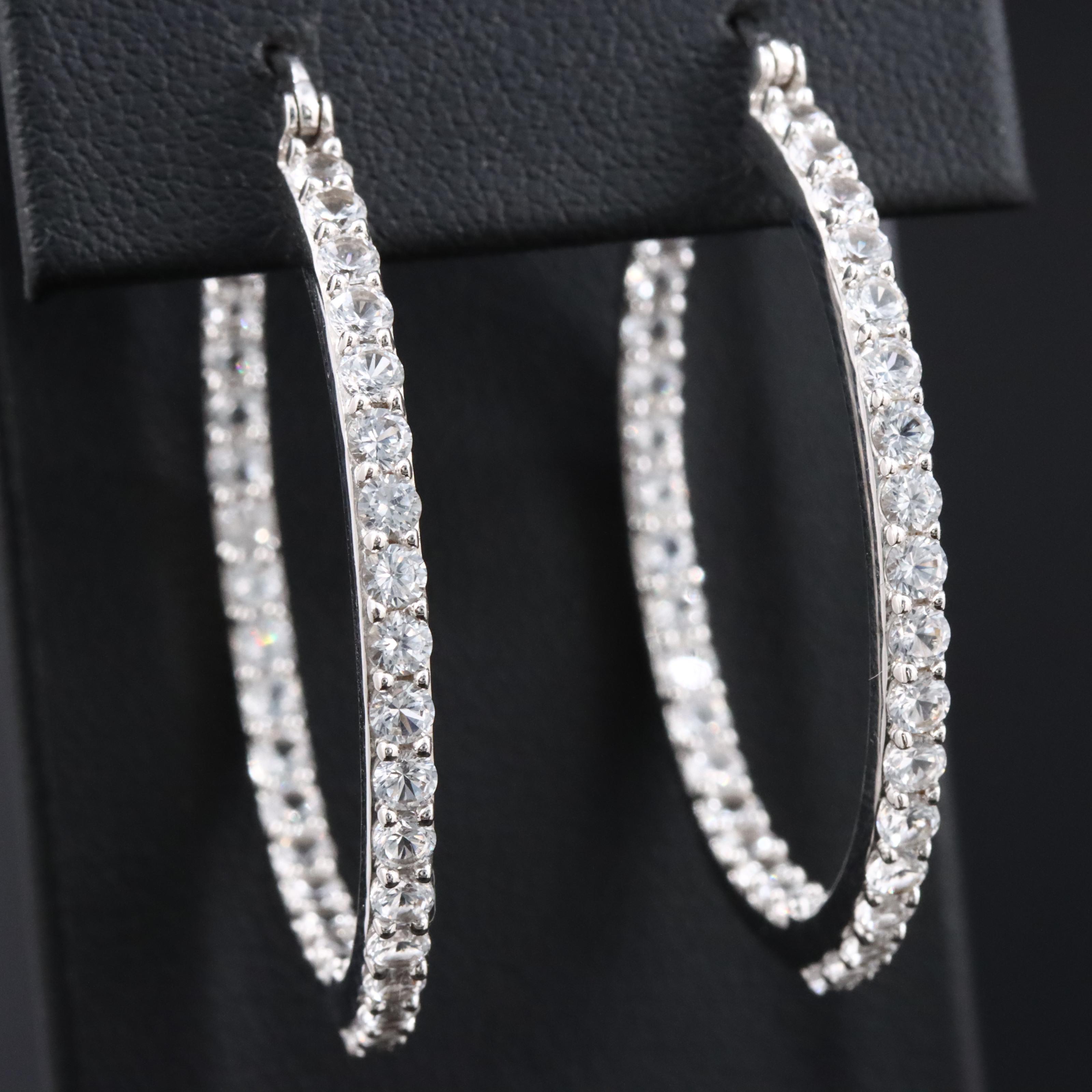 Sterling White Sapphire Inside Out Hoop Earrings