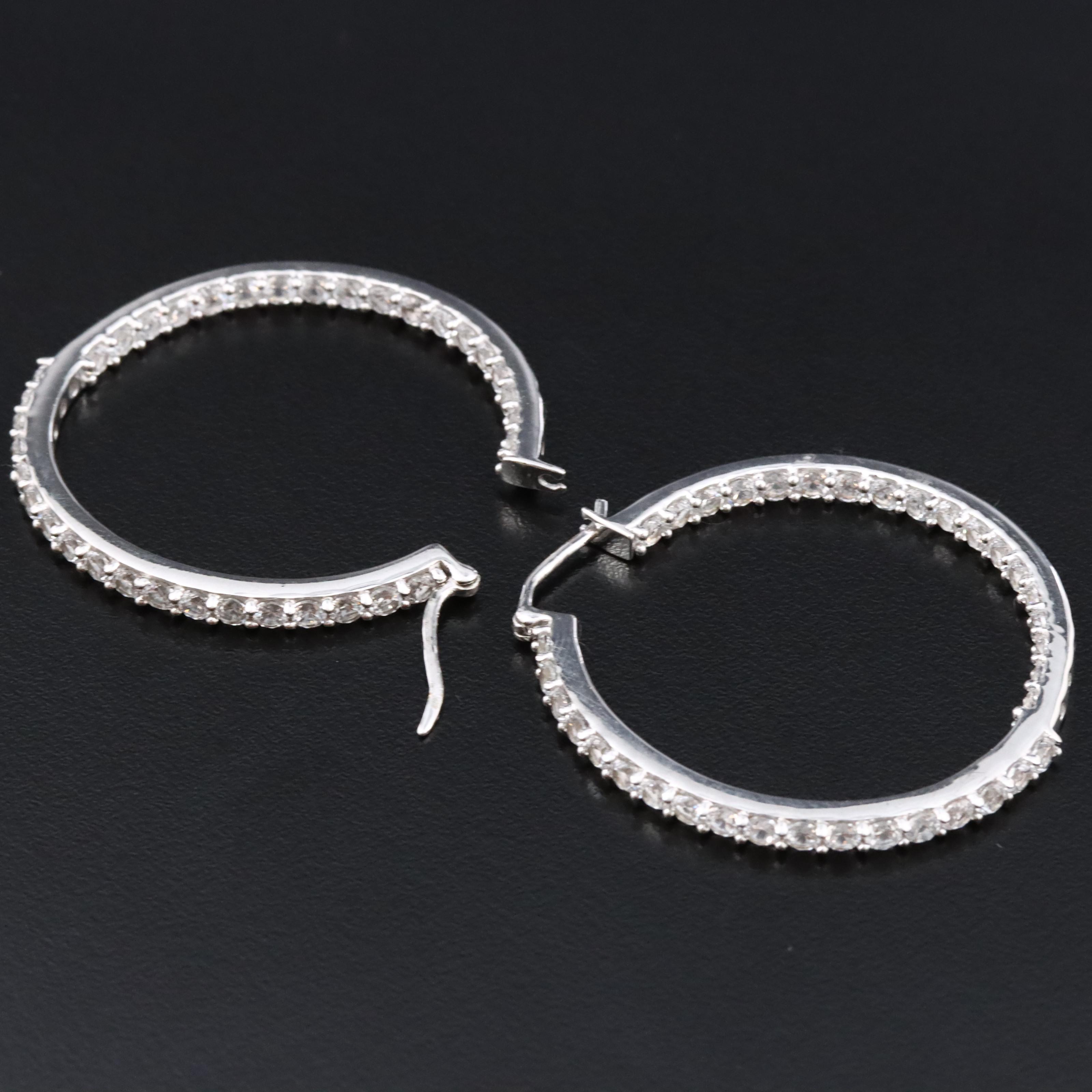 Sterling White Sapphire Inside Out Hoop Earrings