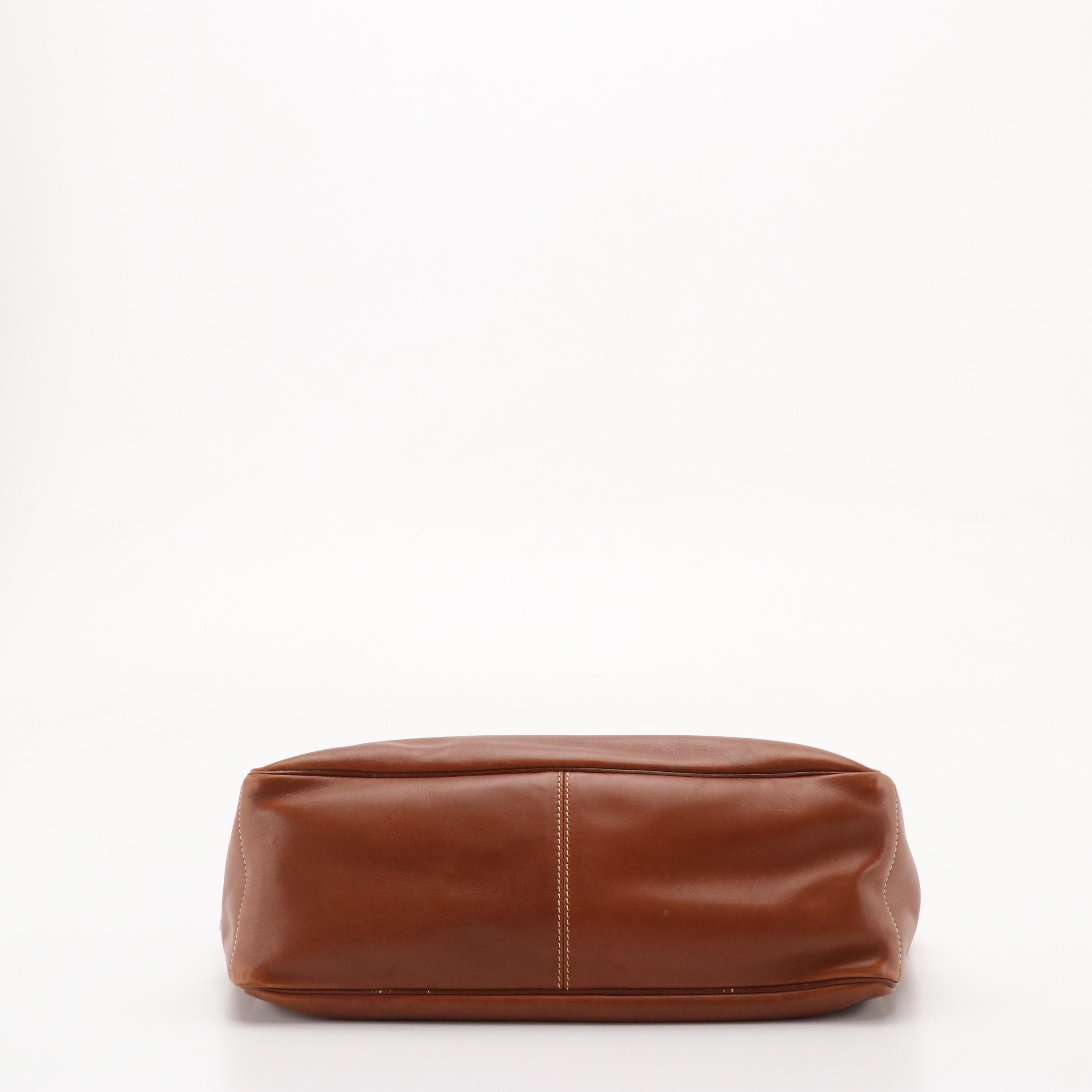 Celine Boogie Bag in Contrast-Stitched Caramel Brown Calfskin Leather