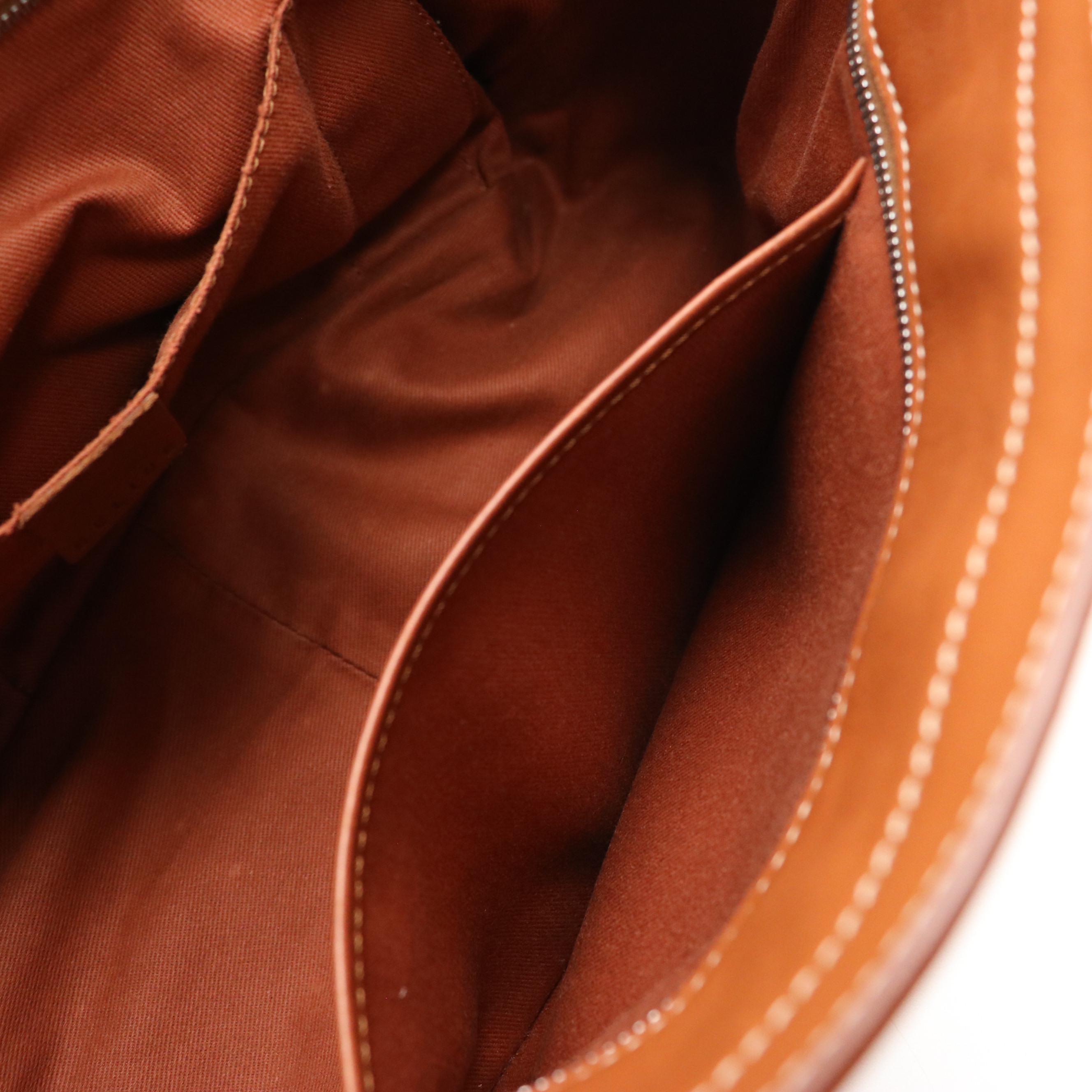 Celine Boogie Bag in Contrast-Stitched Caramel Brown Calfskin Leather