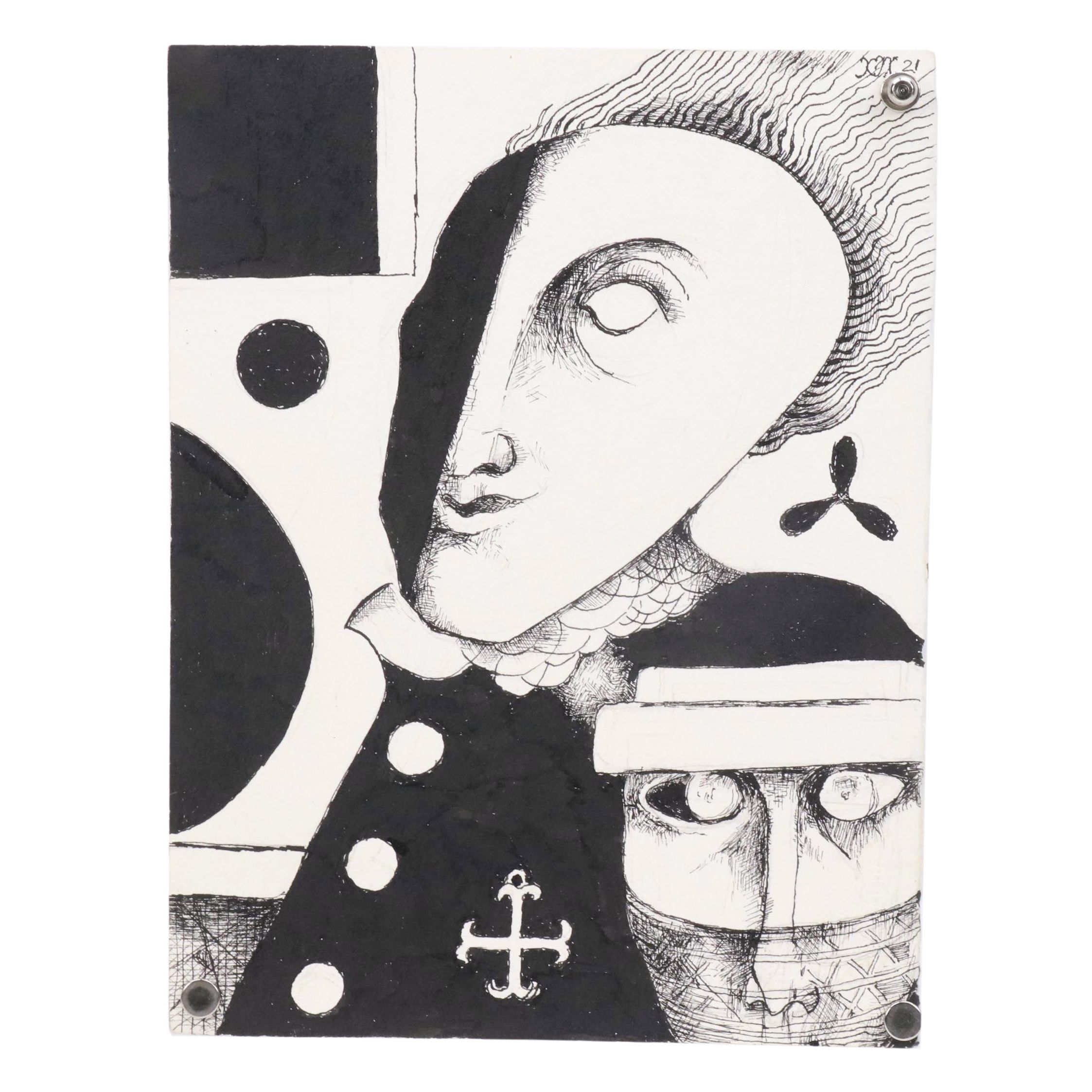 Nikolay "Kuk" Manuylov Surrealist Ink Portrait, 2021