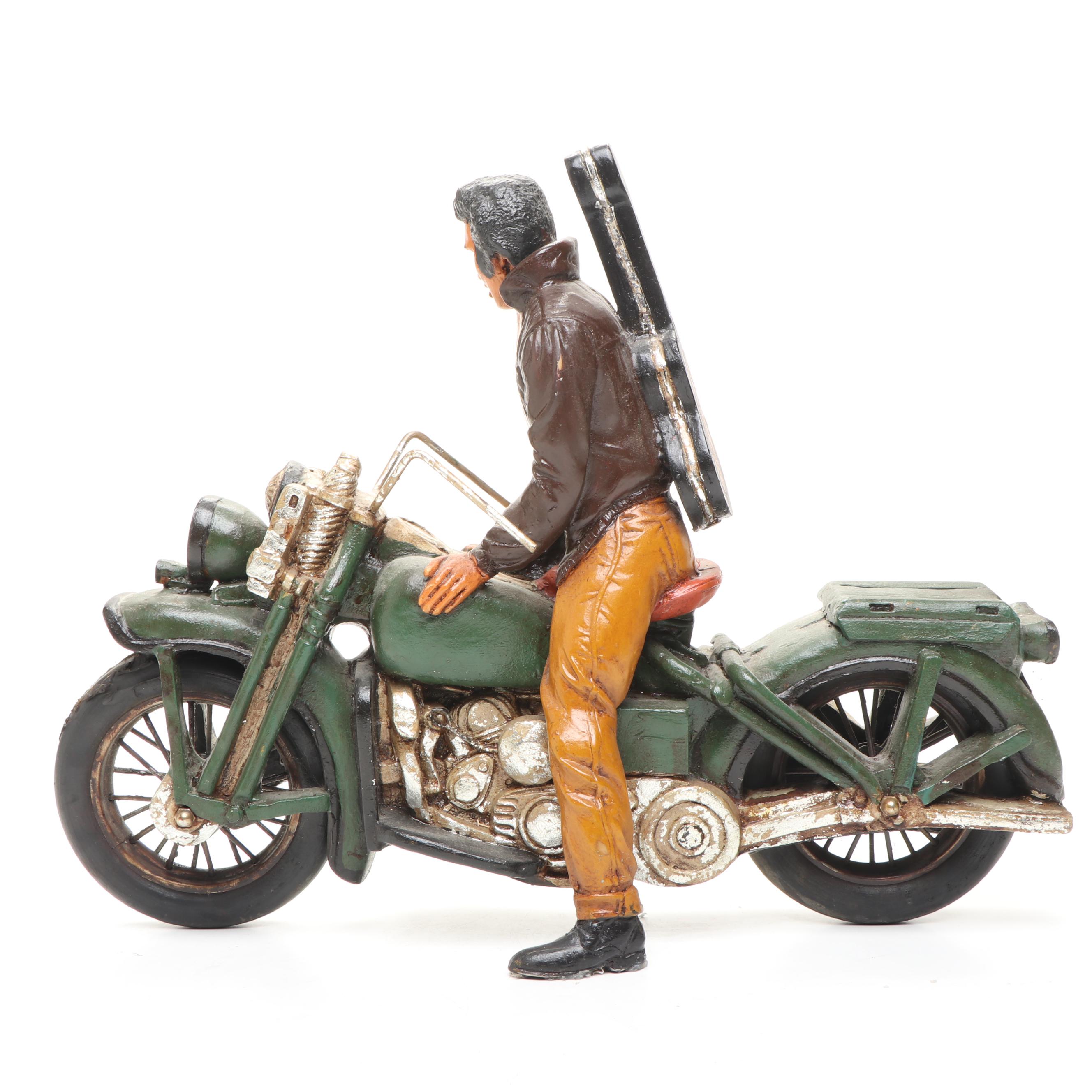 Elvis Presley and Other Resin Movable Motorcycle Figurine