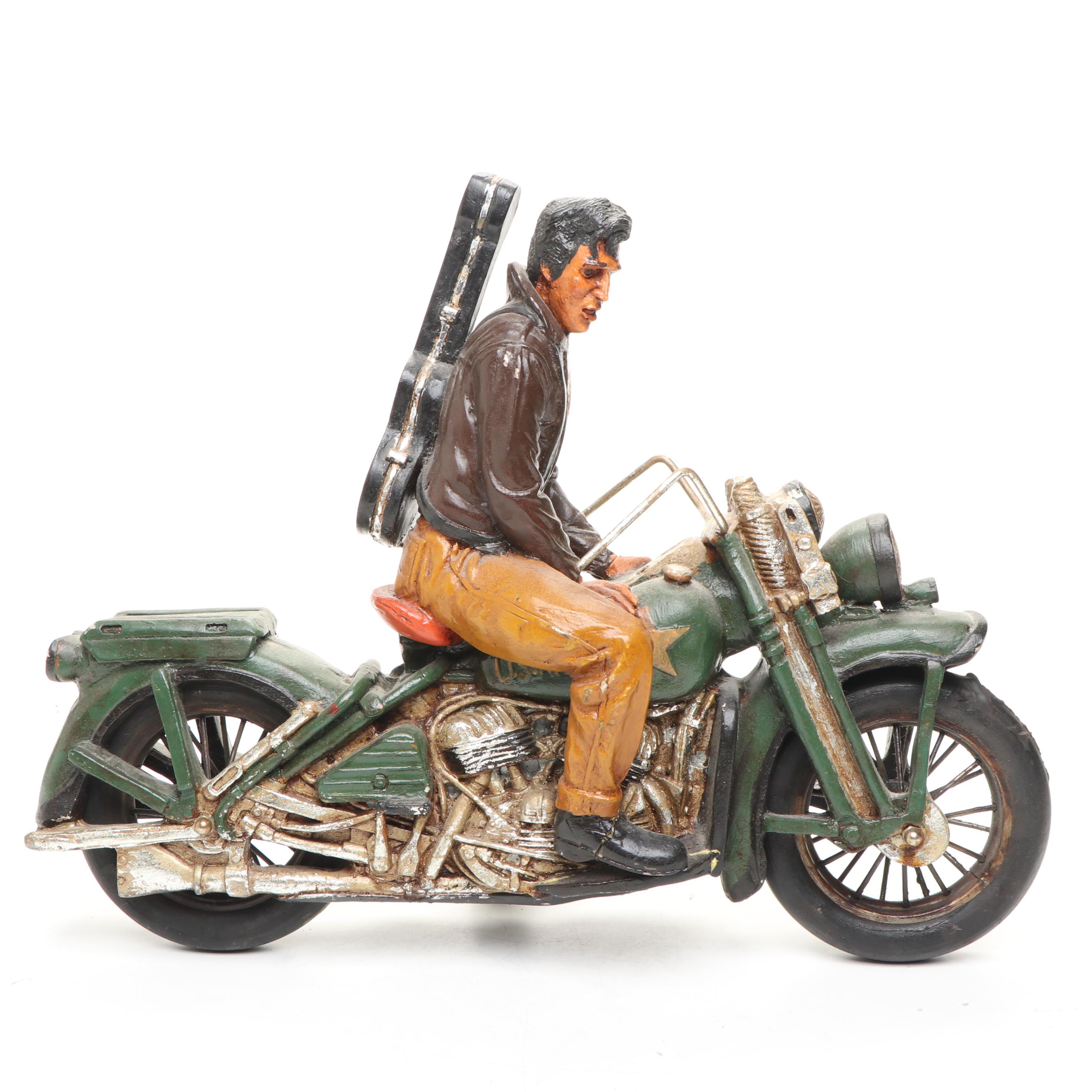 Elvis Presley and Other Resin Movable Motorcycle Figurine