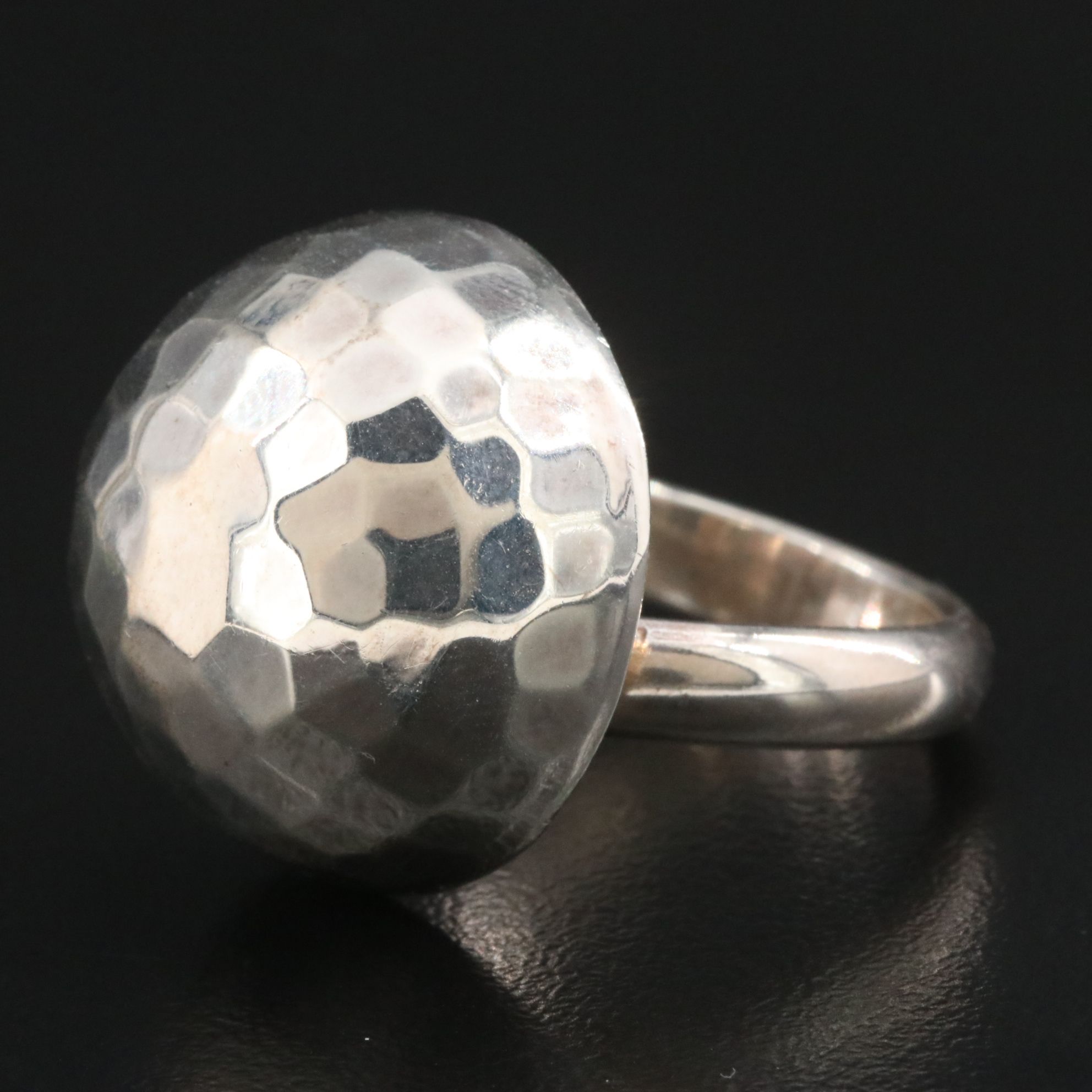 Sterling Hammered Finish Dome Ring