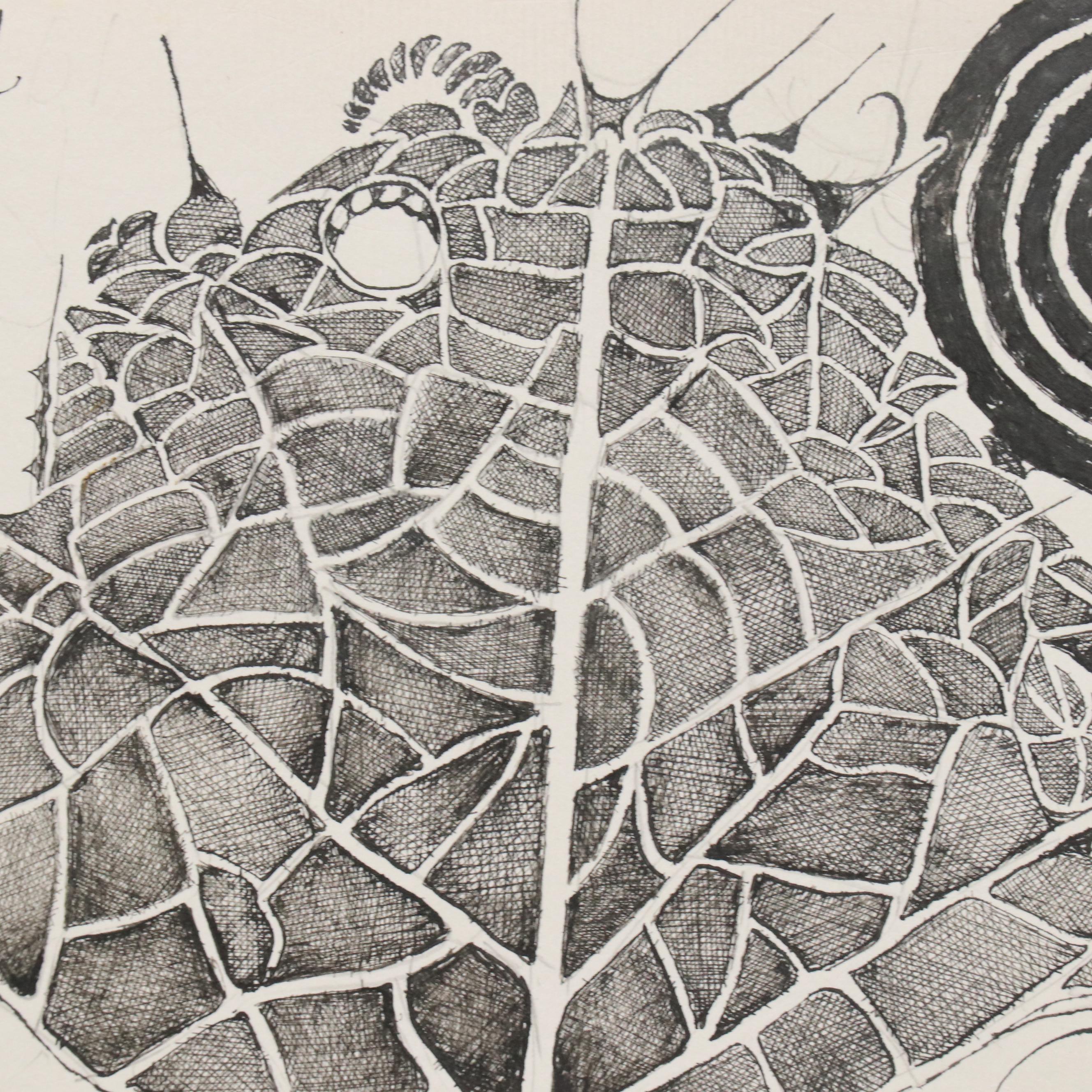 Nikolay "Kuk" Manuylov Ink Drawing "It's Good to Live, Brothers," 2001