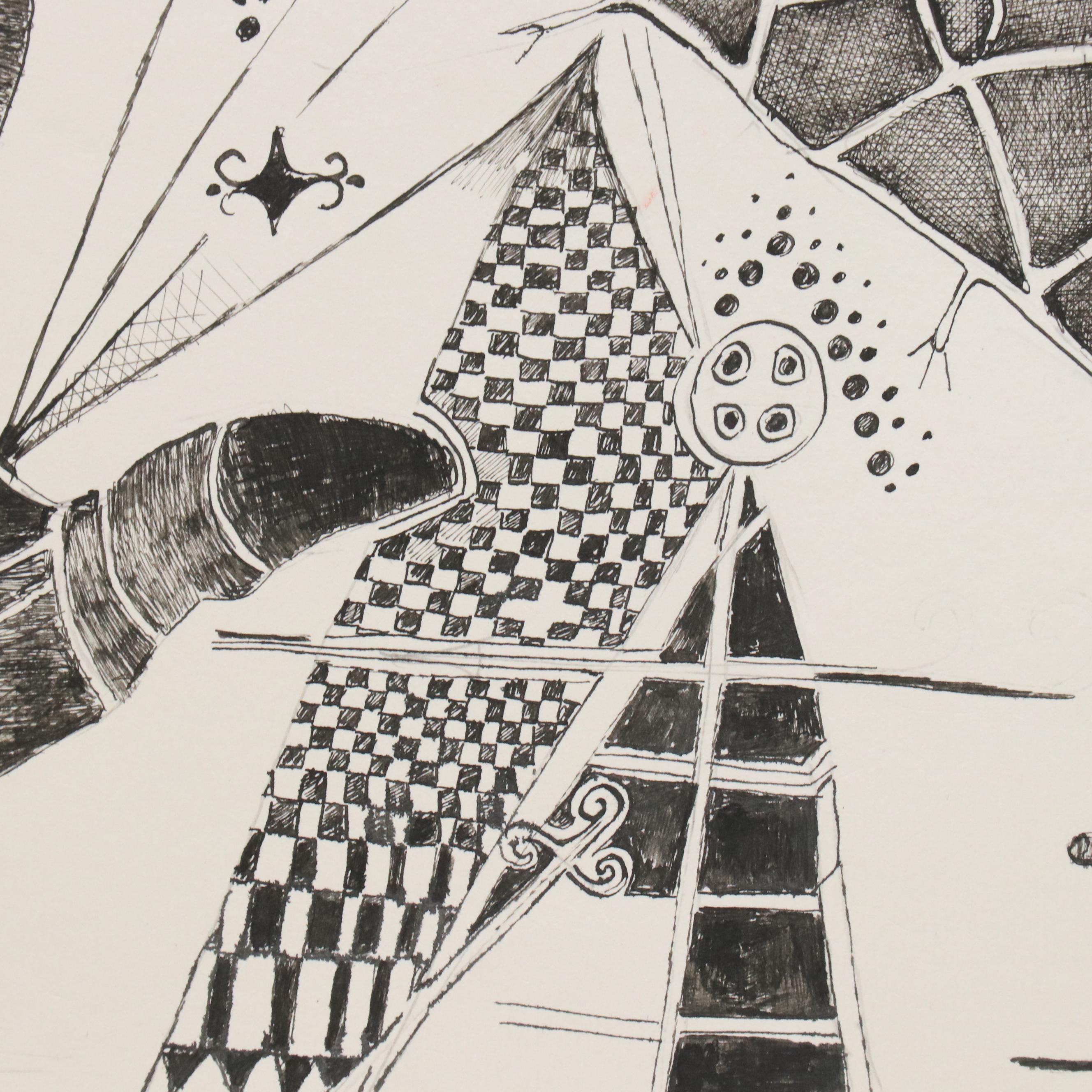 Nikolay "Kuk" Manuylov Ink Drawing "It's Good to Live, Brothers," 2001