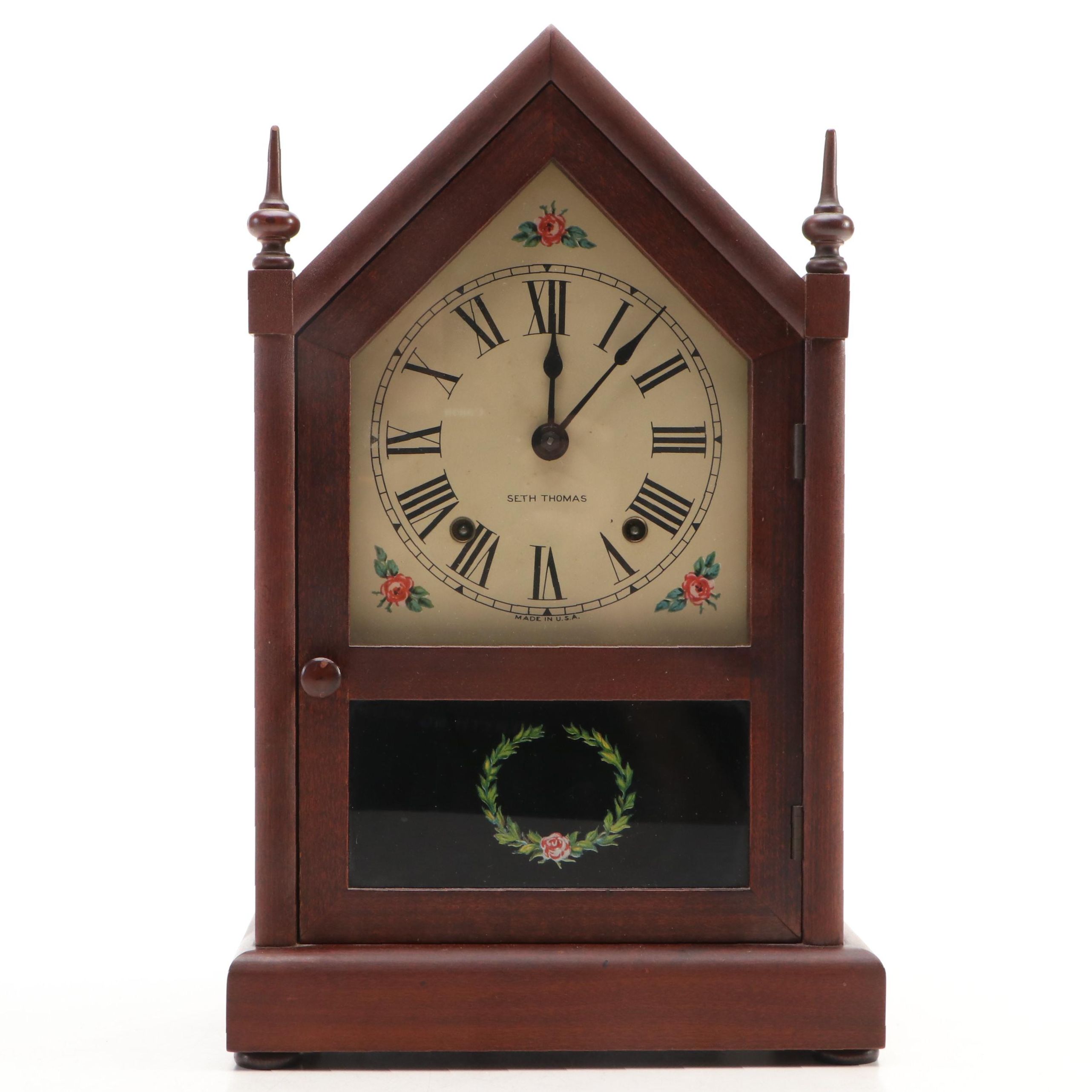 Seth Thomas Wooden Cathedral Mantel Clock, Mid-20th Century