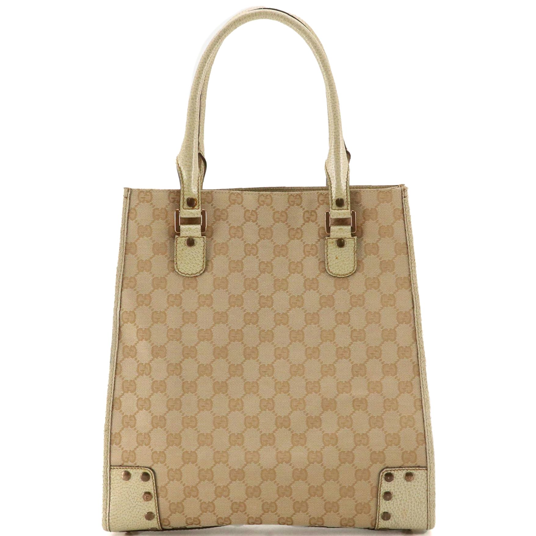 Gucci Tote in GG Jacquard Canvas and Cinghiale Leather