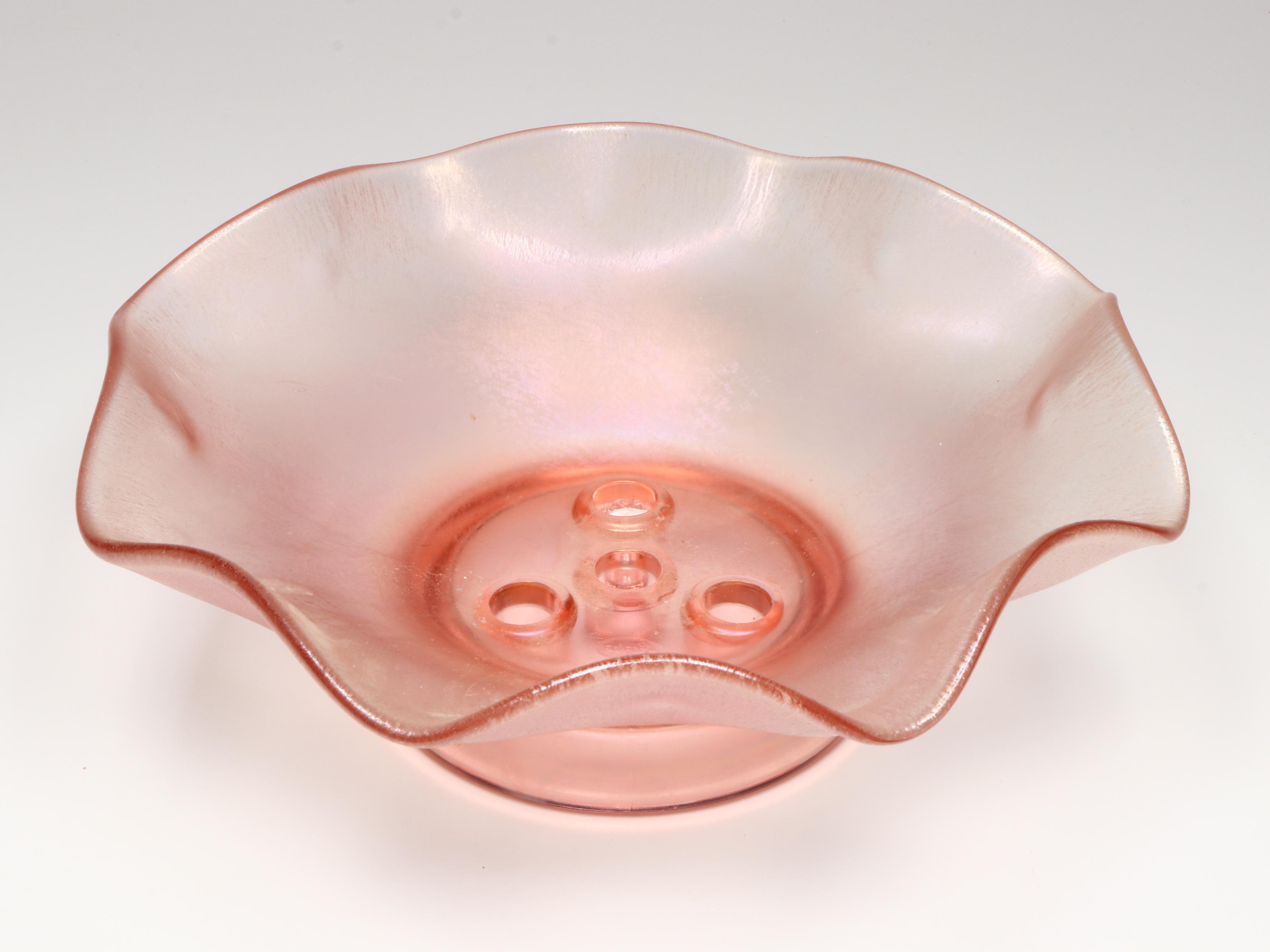 Fenton Velva Rose 75th Anniversary Iridescent Pink Satin Glass Epergne