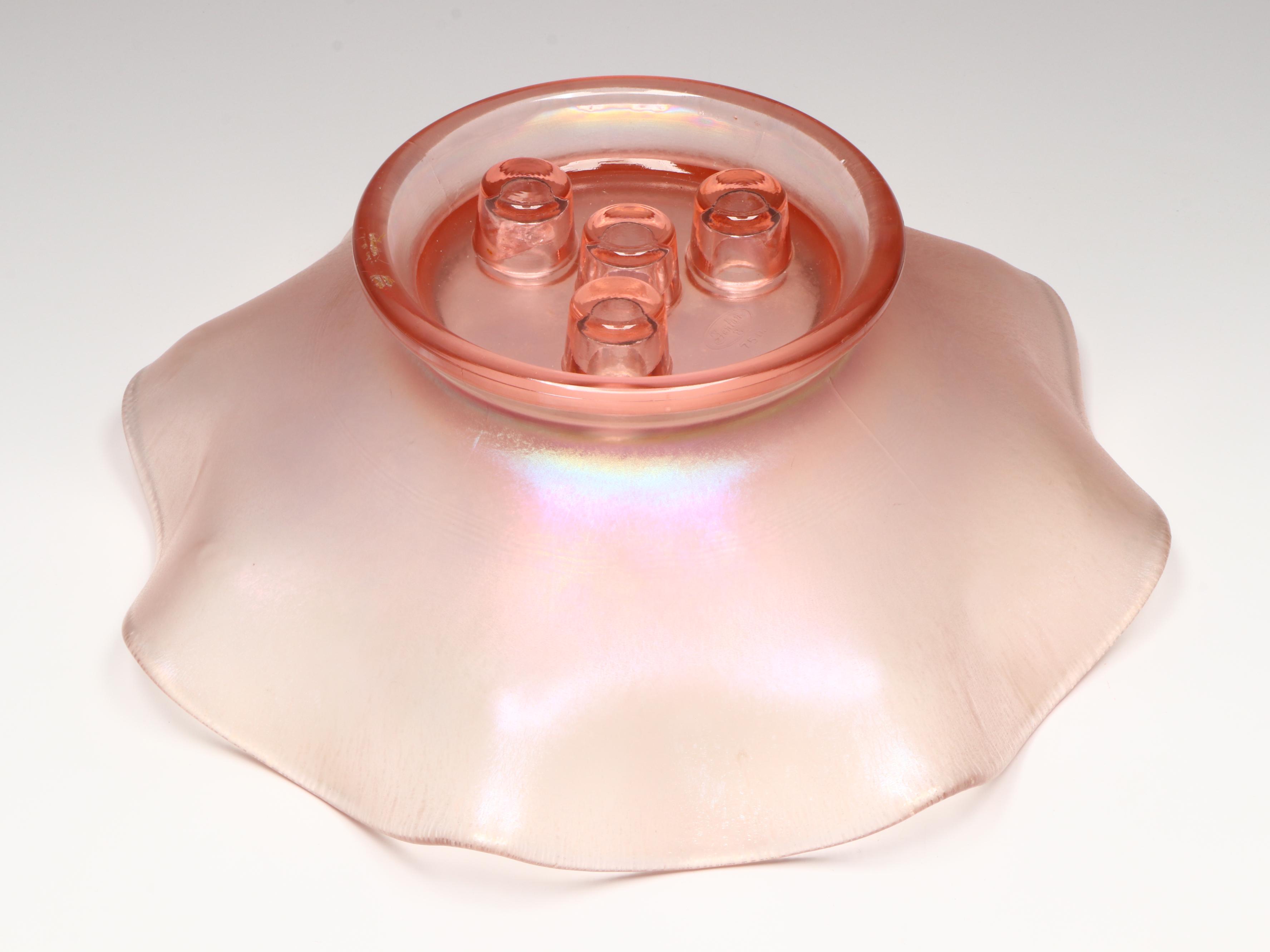 Fenton Velva Rose 75th Anniversary Iridescent Pink Satin Glass Epergne