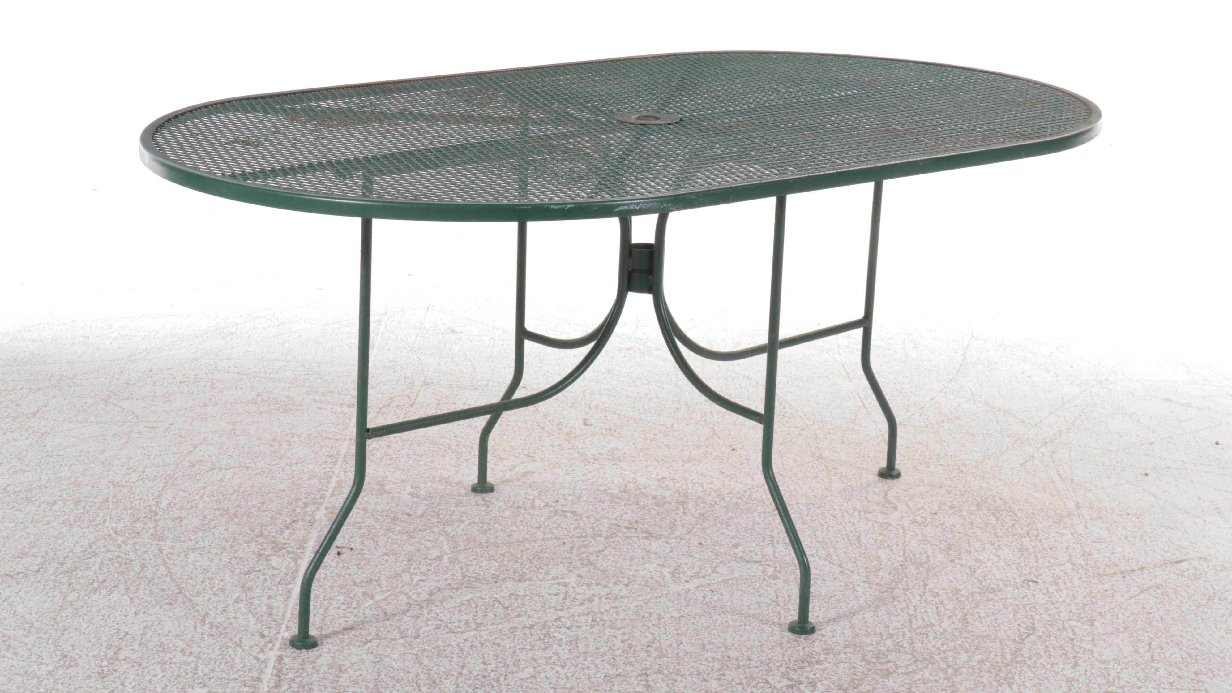 Seven Piece Wrought Iron Mesh Patio Dining Set