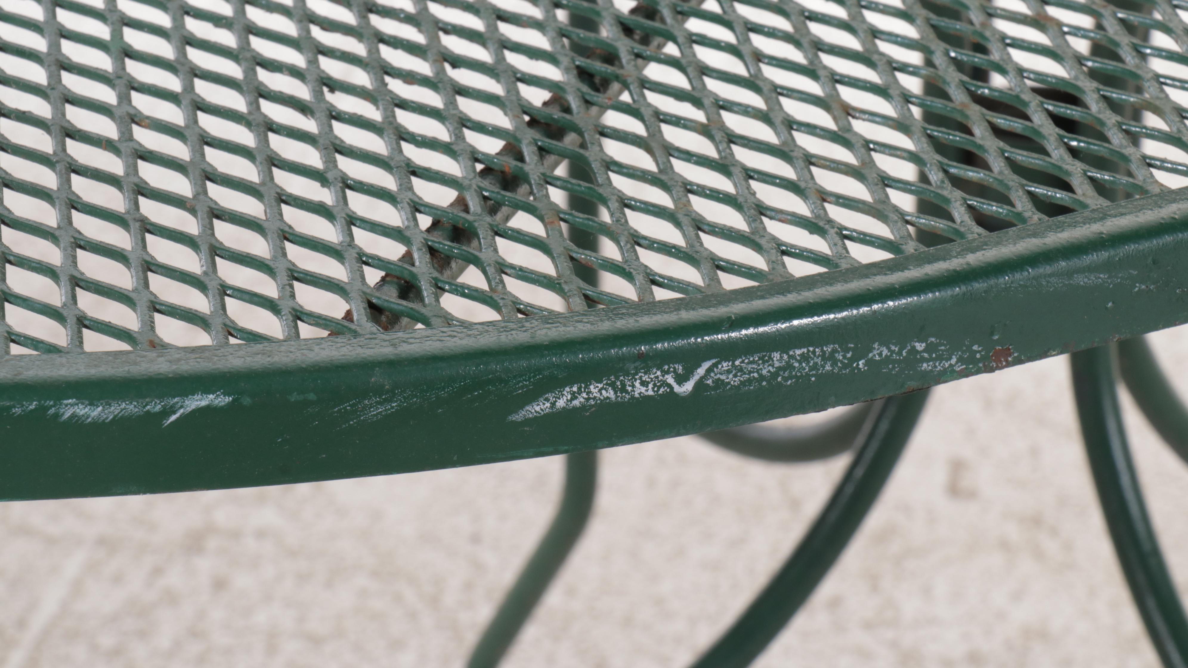 Seven Piece Wrought Iron Mesh Patio Dining Set