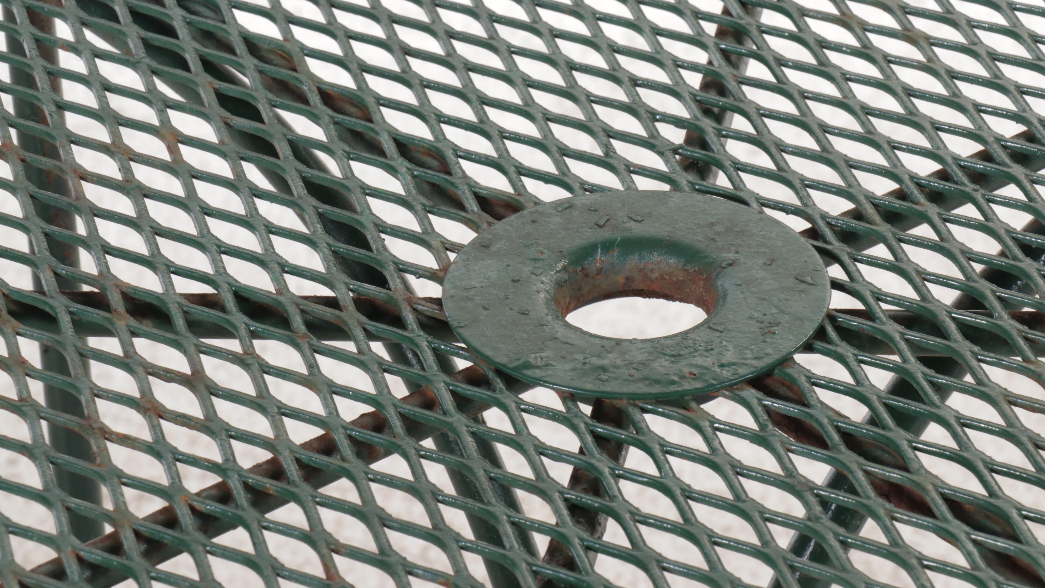 Seven Piece Wrought Iron Mesh Patio Dining Set