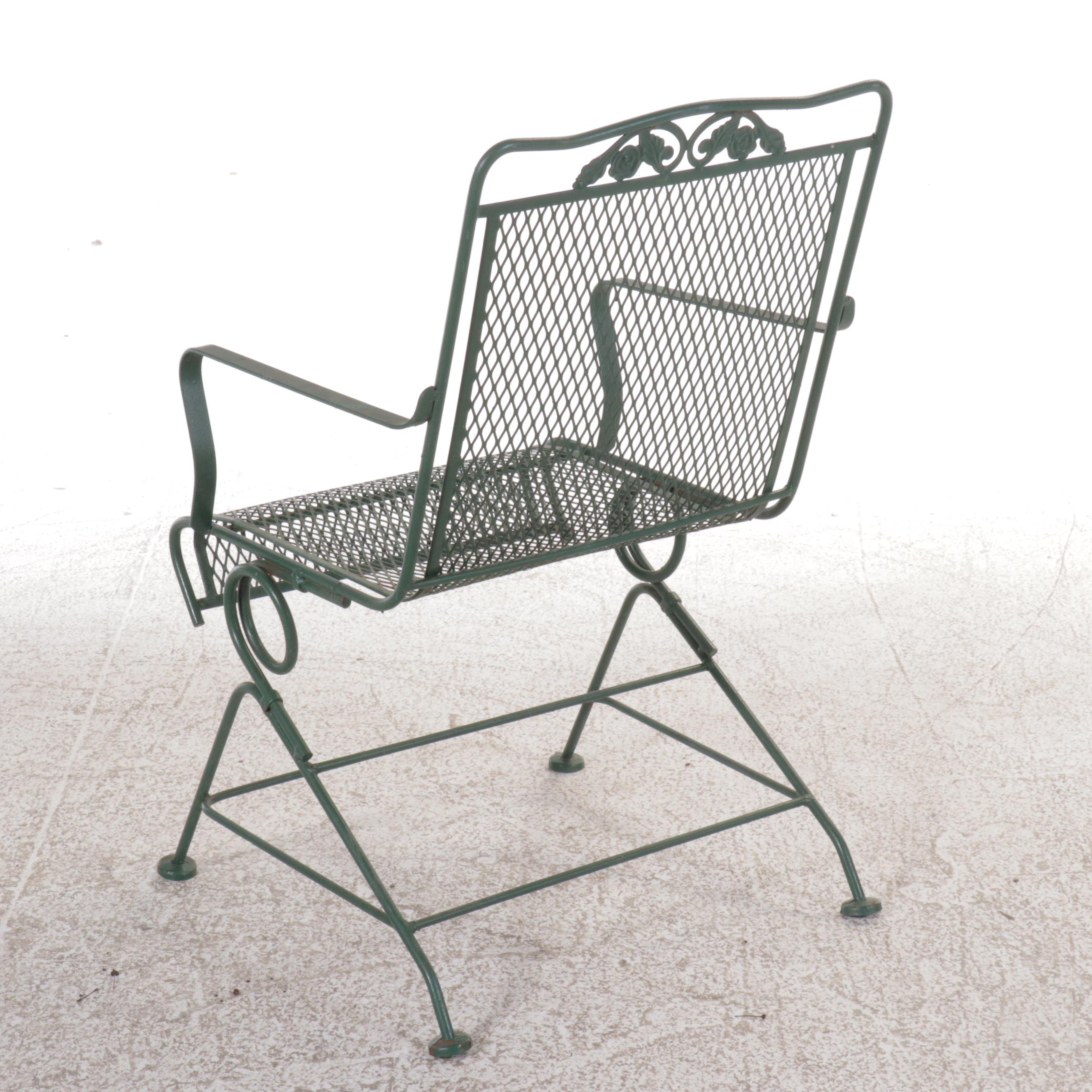 Seven Piece Wrought Iron Mesh Patio Dining Set