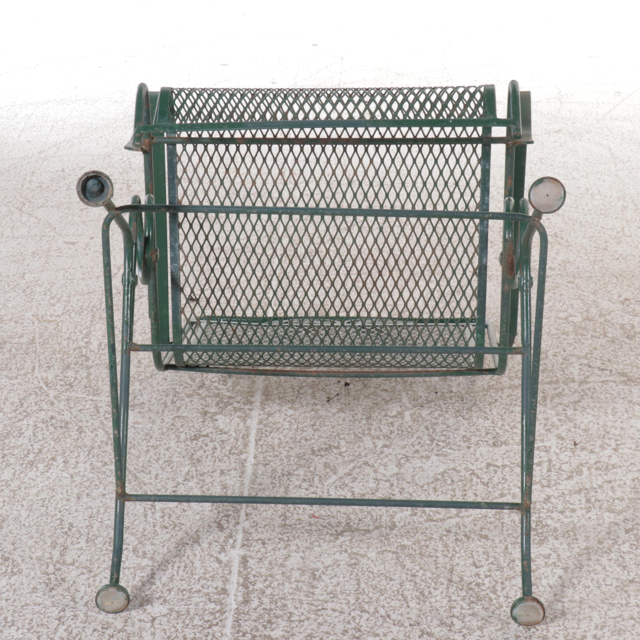 Seven Piece Wrought Iron Mesh Patio Dining Set