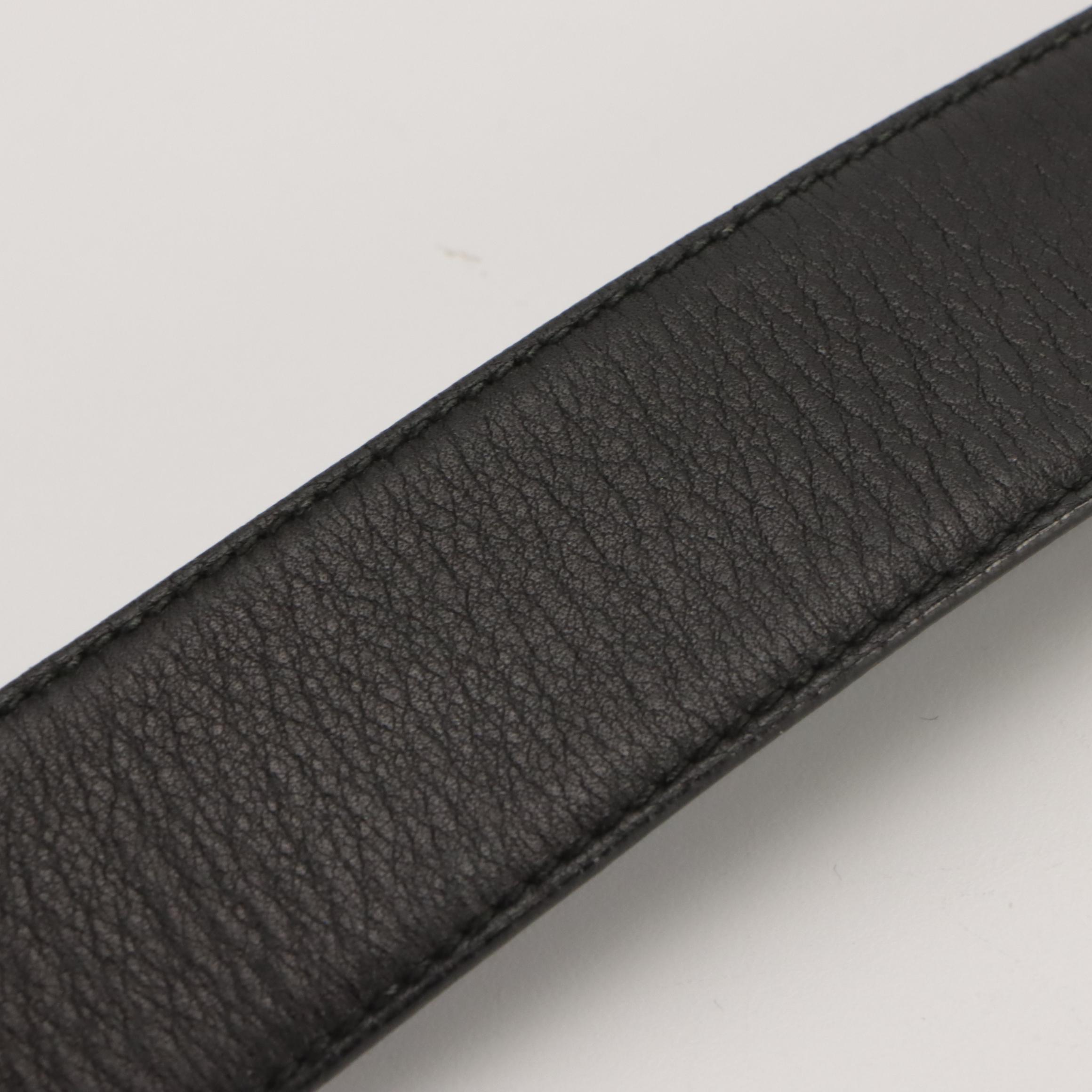 Celine Vintage Black Calfskin Leather Belt