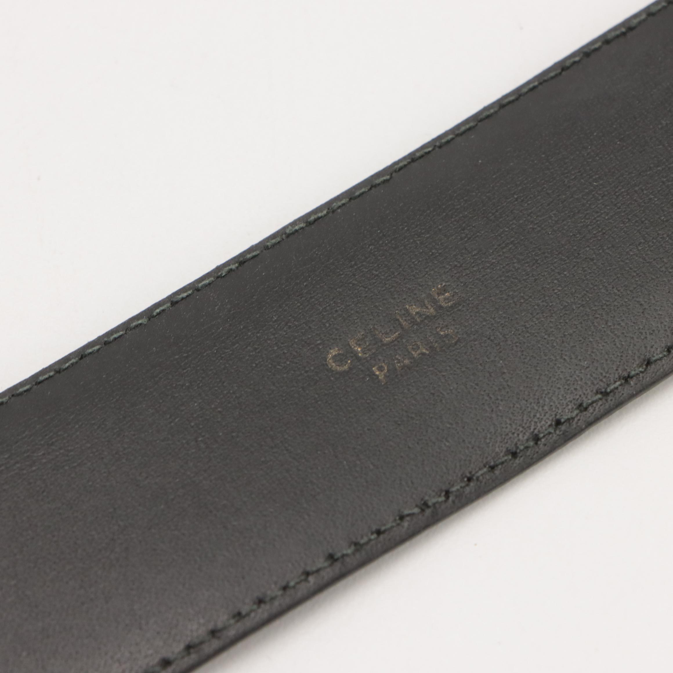 Celine Vintage Black Calfskin Leather Belt