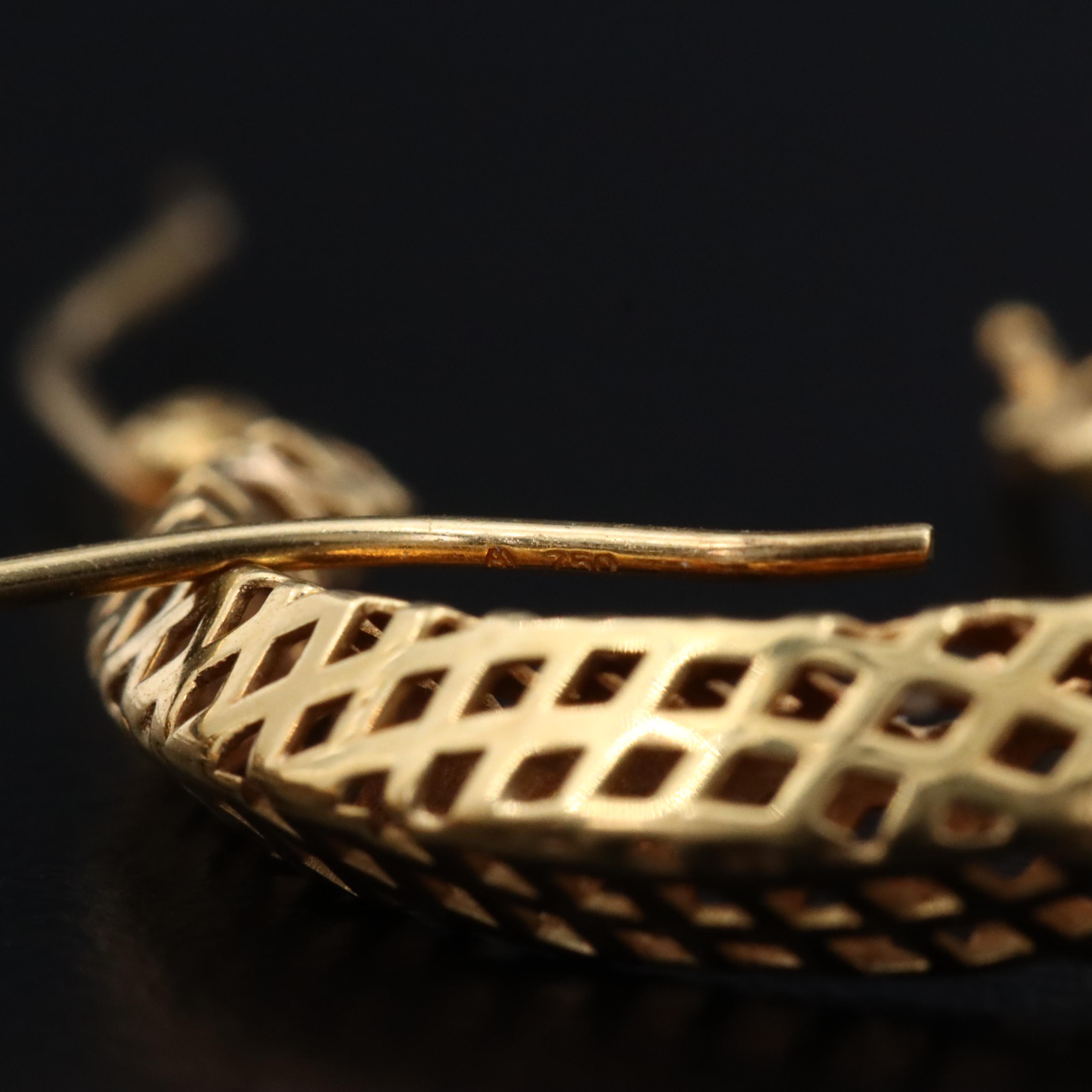 18K Crosshatch Hoops