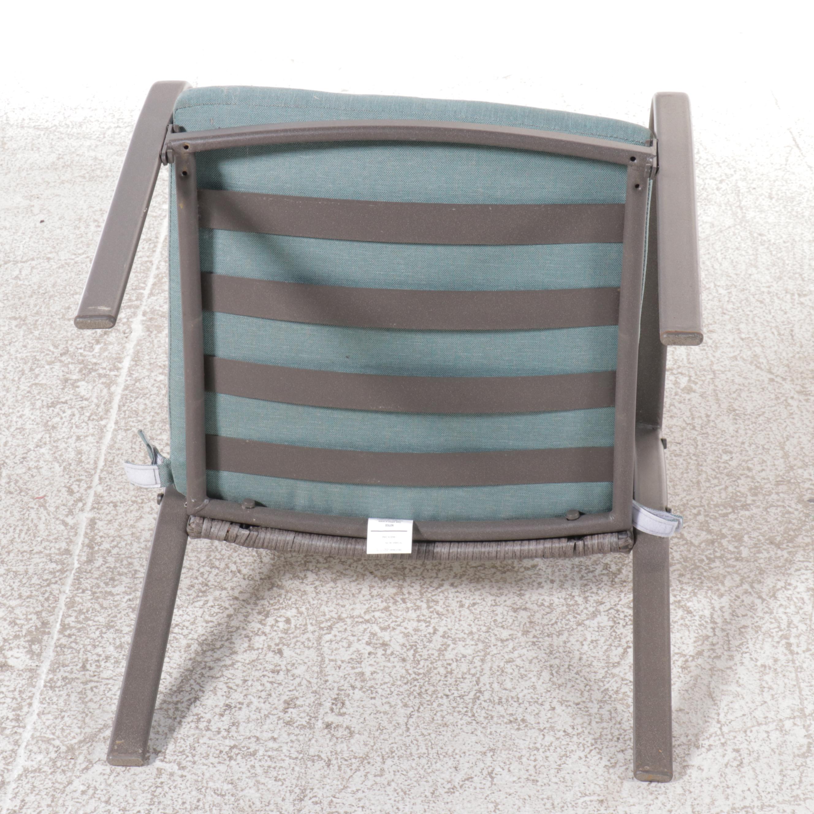 Set of Six Aluminum and Resin Wicker Amrchairs