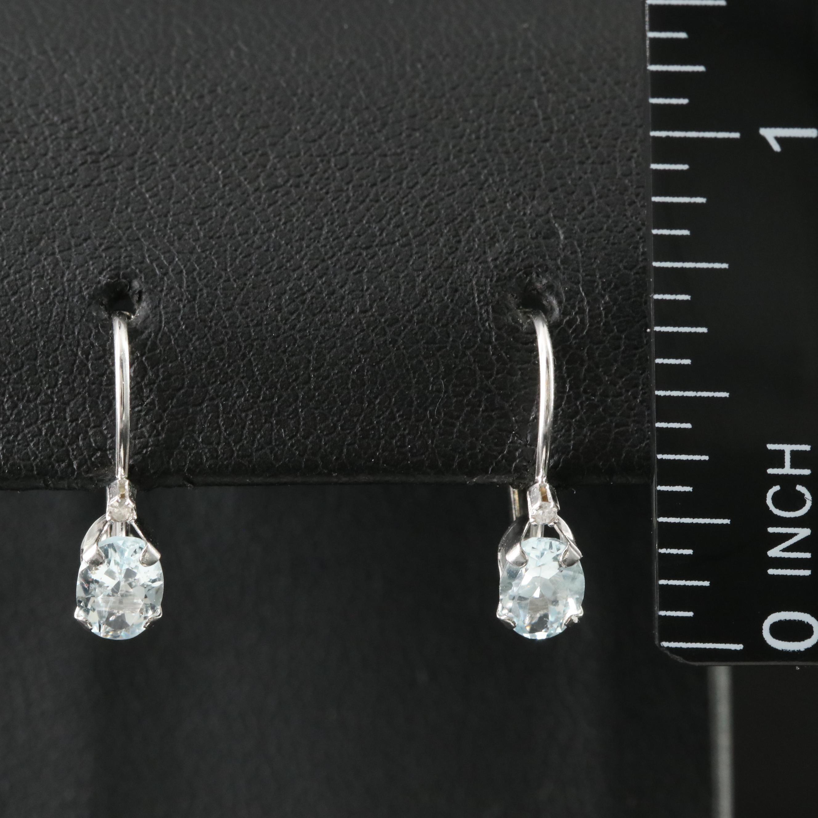 14K Aquamarine and Diamond Earrings