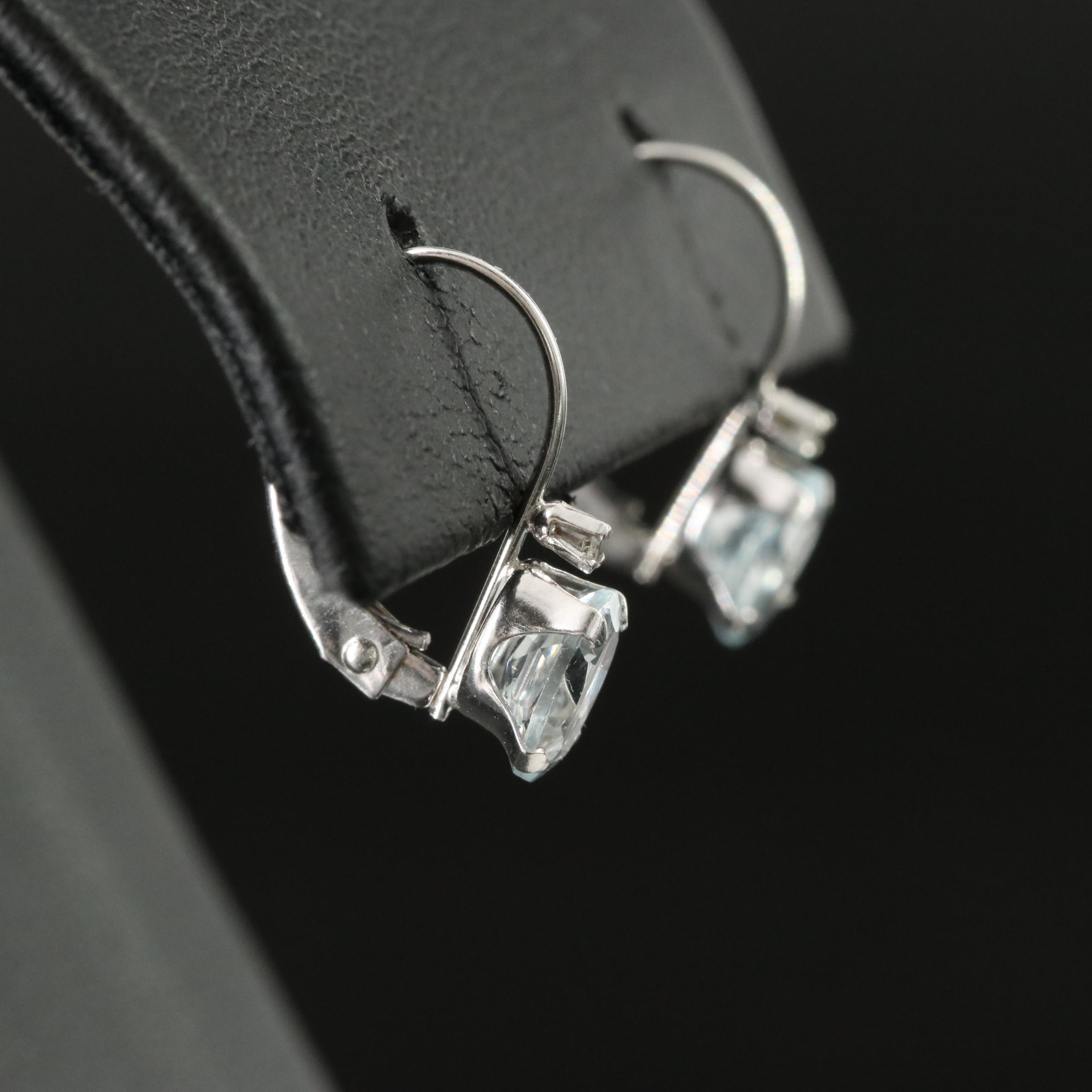 14K Aquamarine and Diamond Earrings