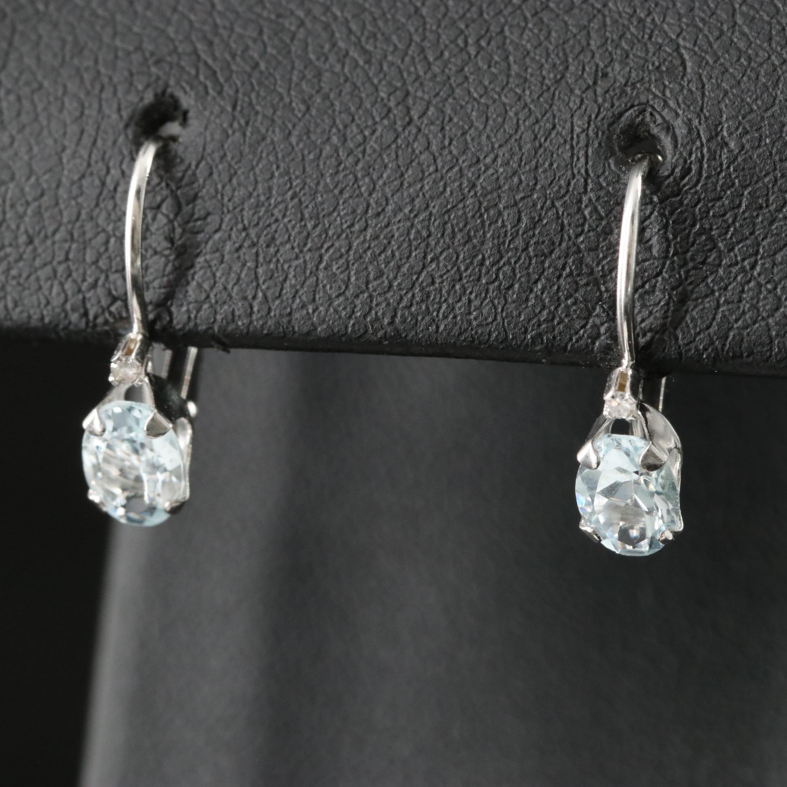 14K Aquamarine and Diamond Earrings