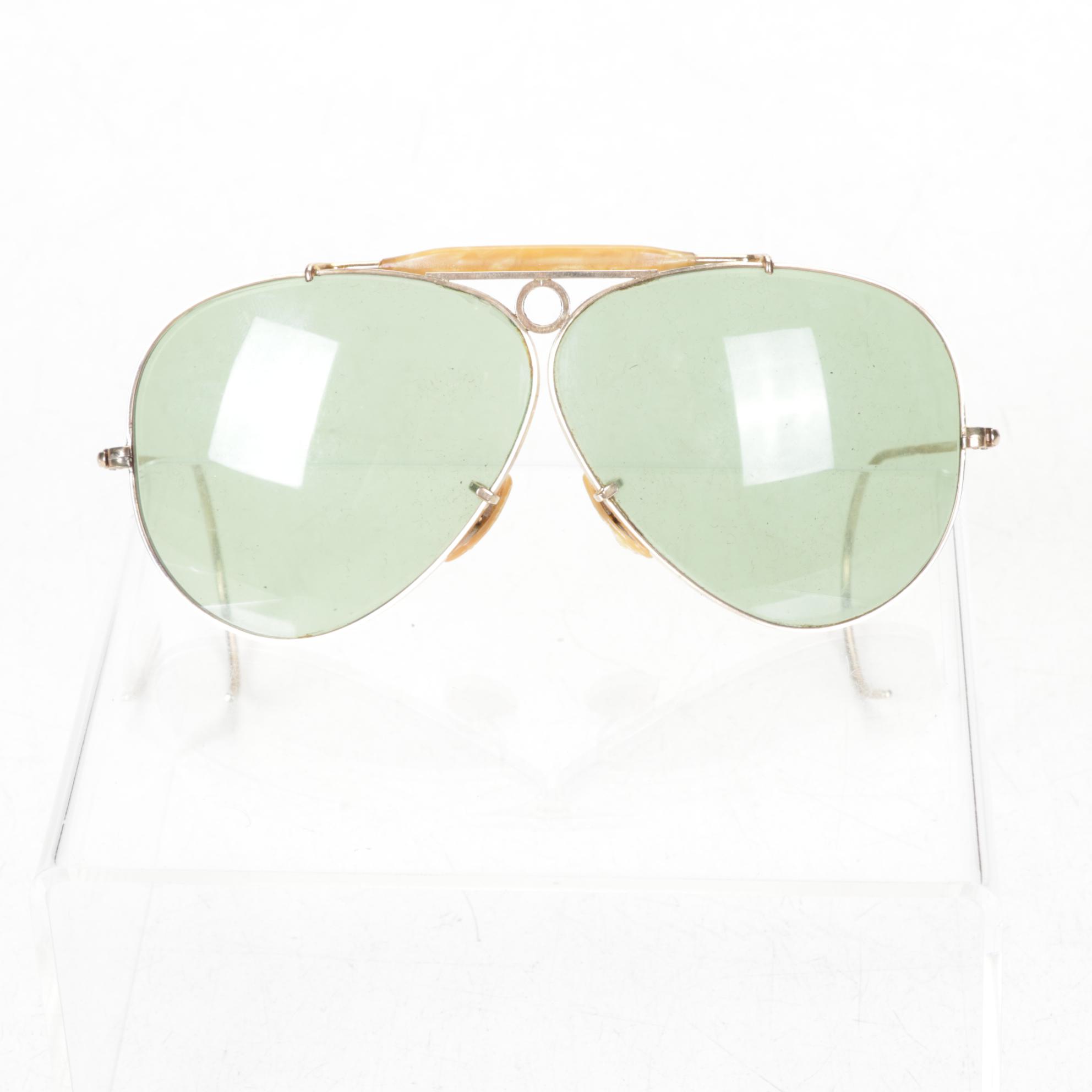 Ray-Ban "Shooter" 12k Gold Frame Aviators with Ballpoint & Fountain Pens