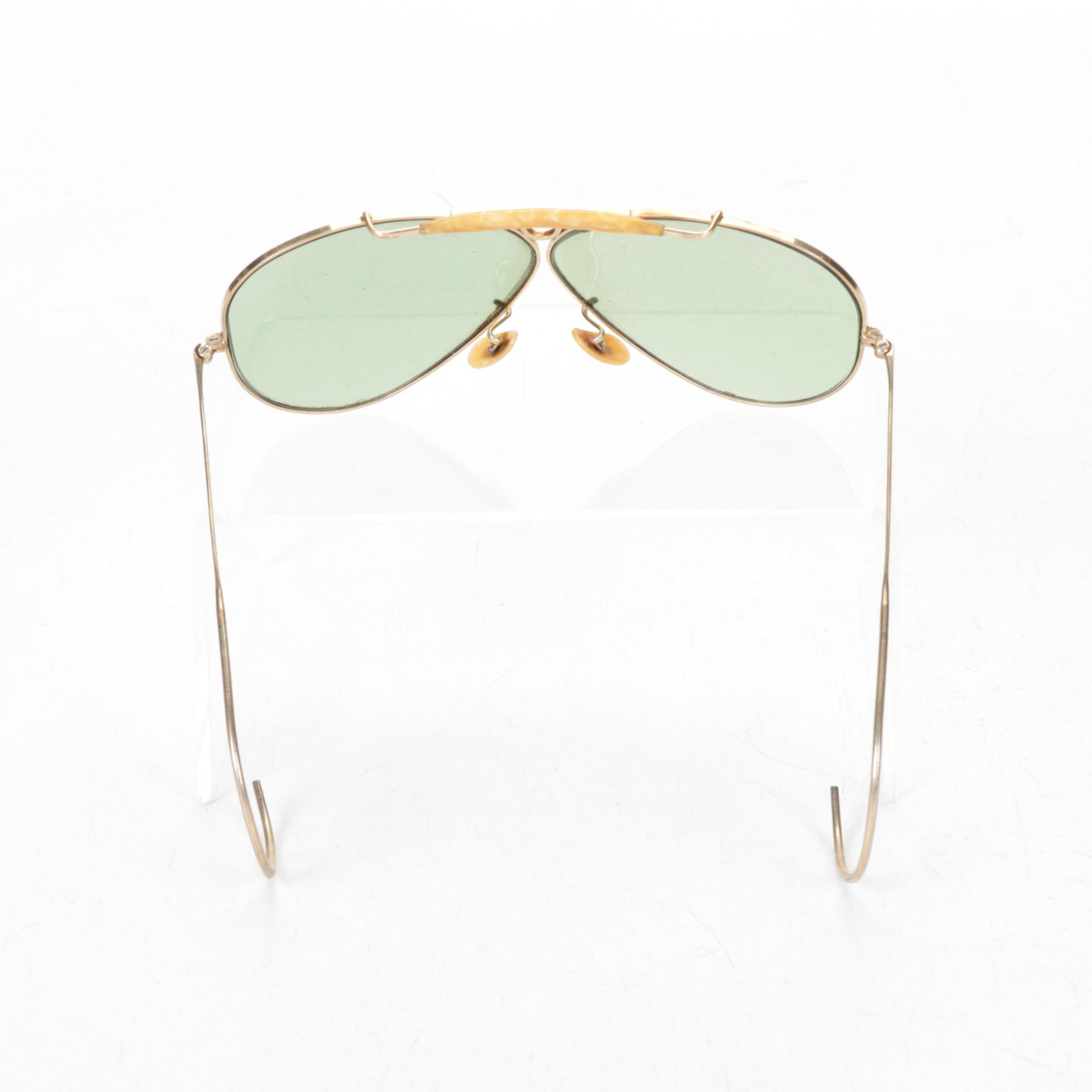 Ray-Ban "Shooter" 12k Gold Frame Aviators with Ballpoint & Fountain Pens