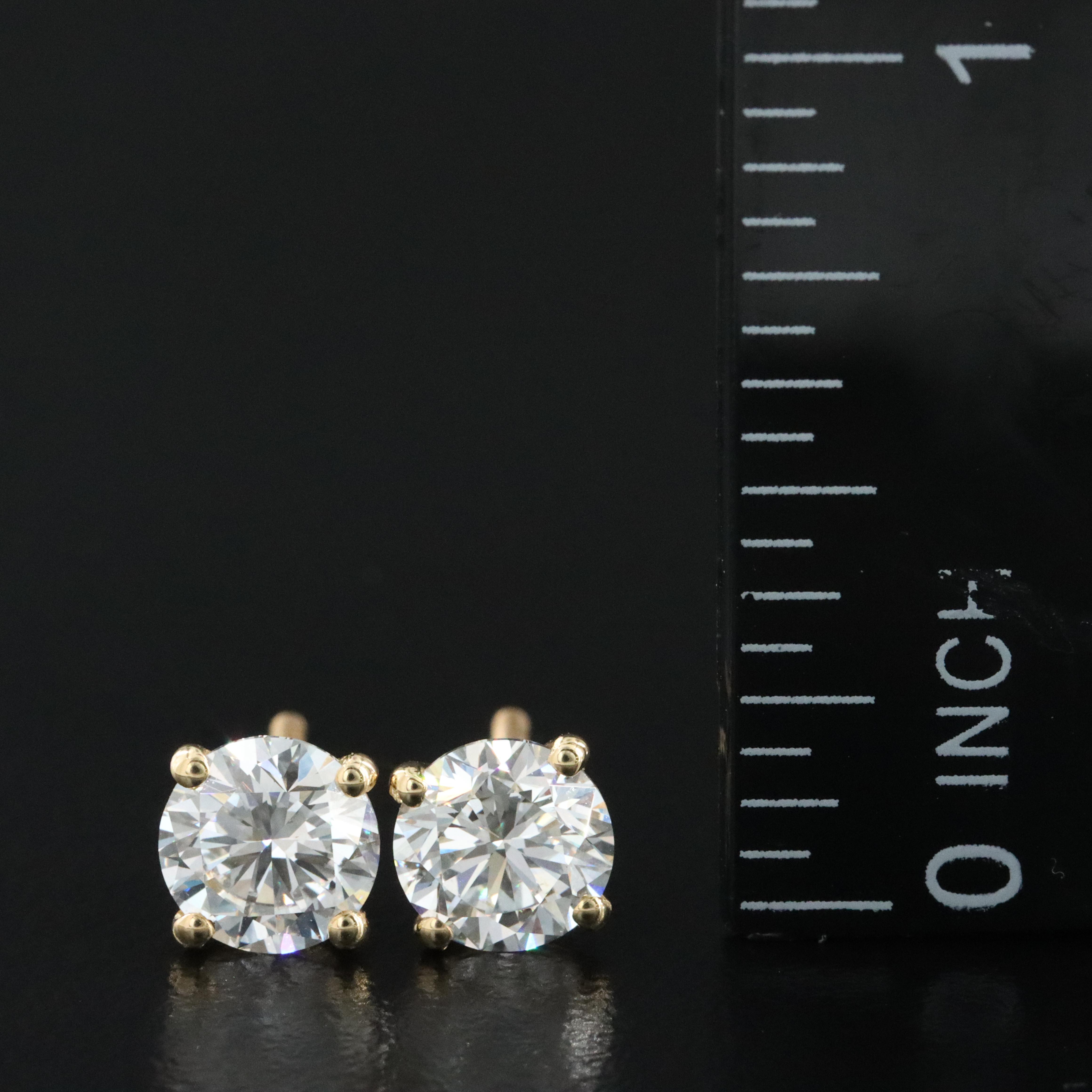 18K 2.03 CTW Lab Grown Diamond Solitaire Stud Earrings with IGI Report