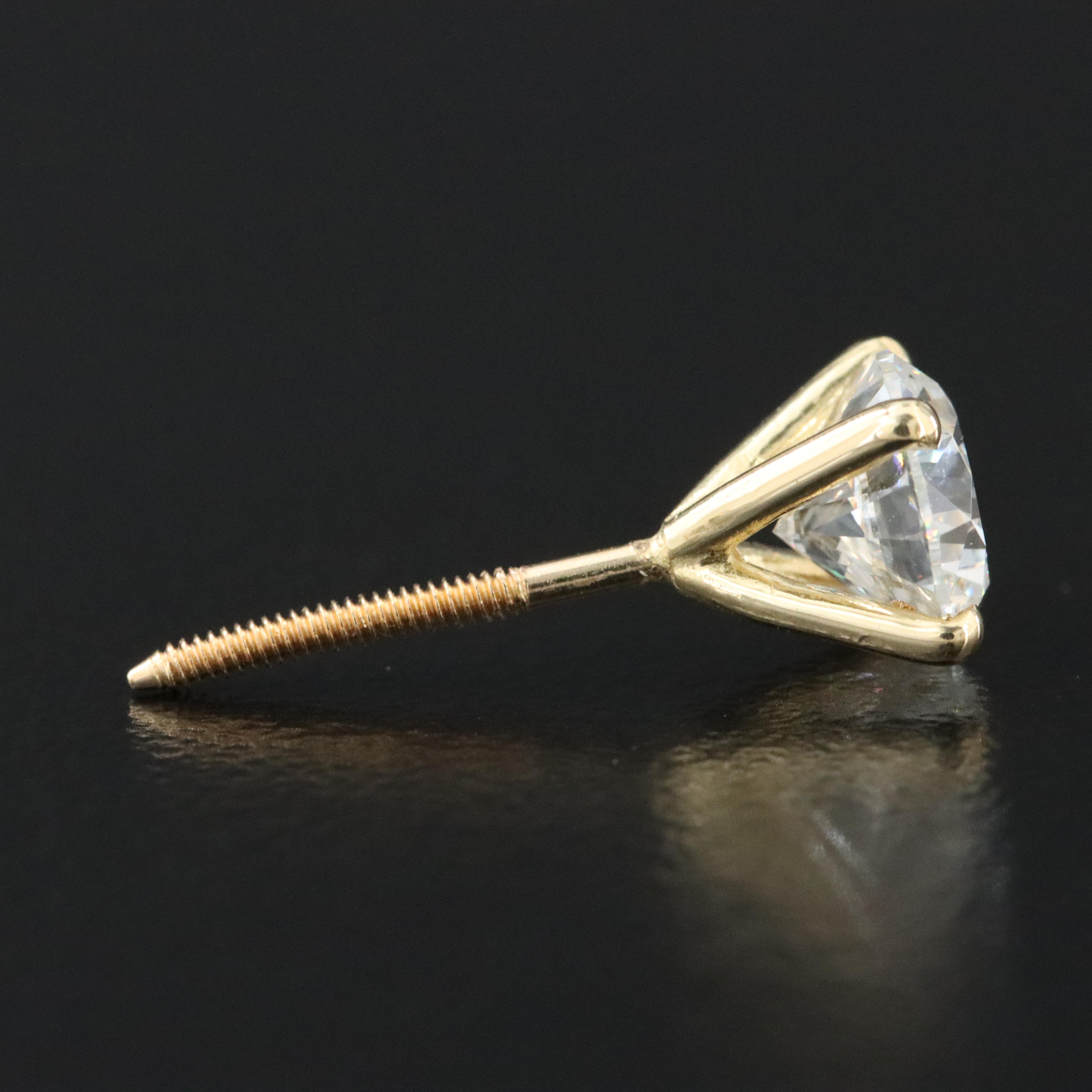 18K 2.03 CTW Lab Grown Diamond Solitaire Stud Earrings with IGI Report