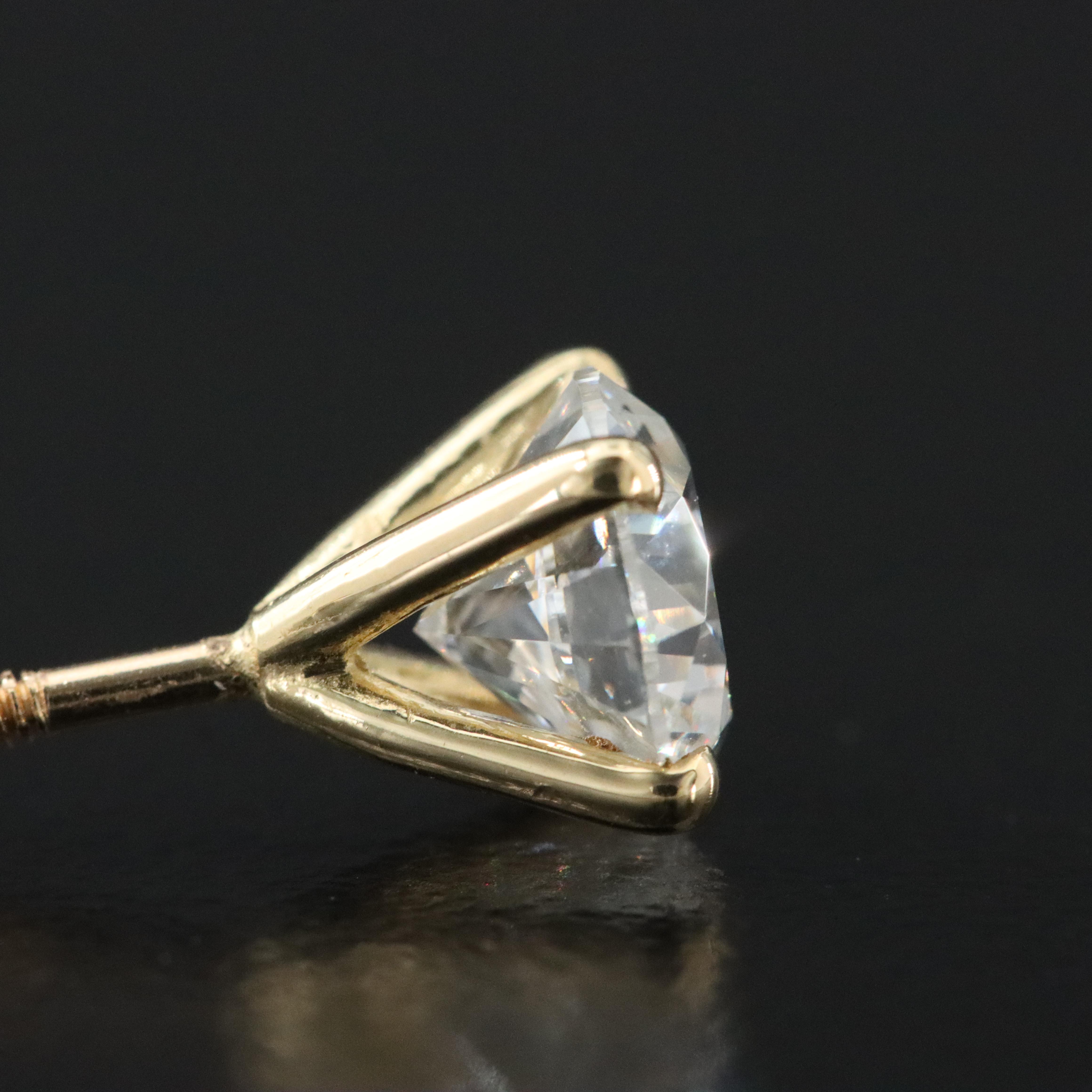 18K 2.03 CTW Lab Grown Diamond Solitaire Stud Earrings with IGI Report