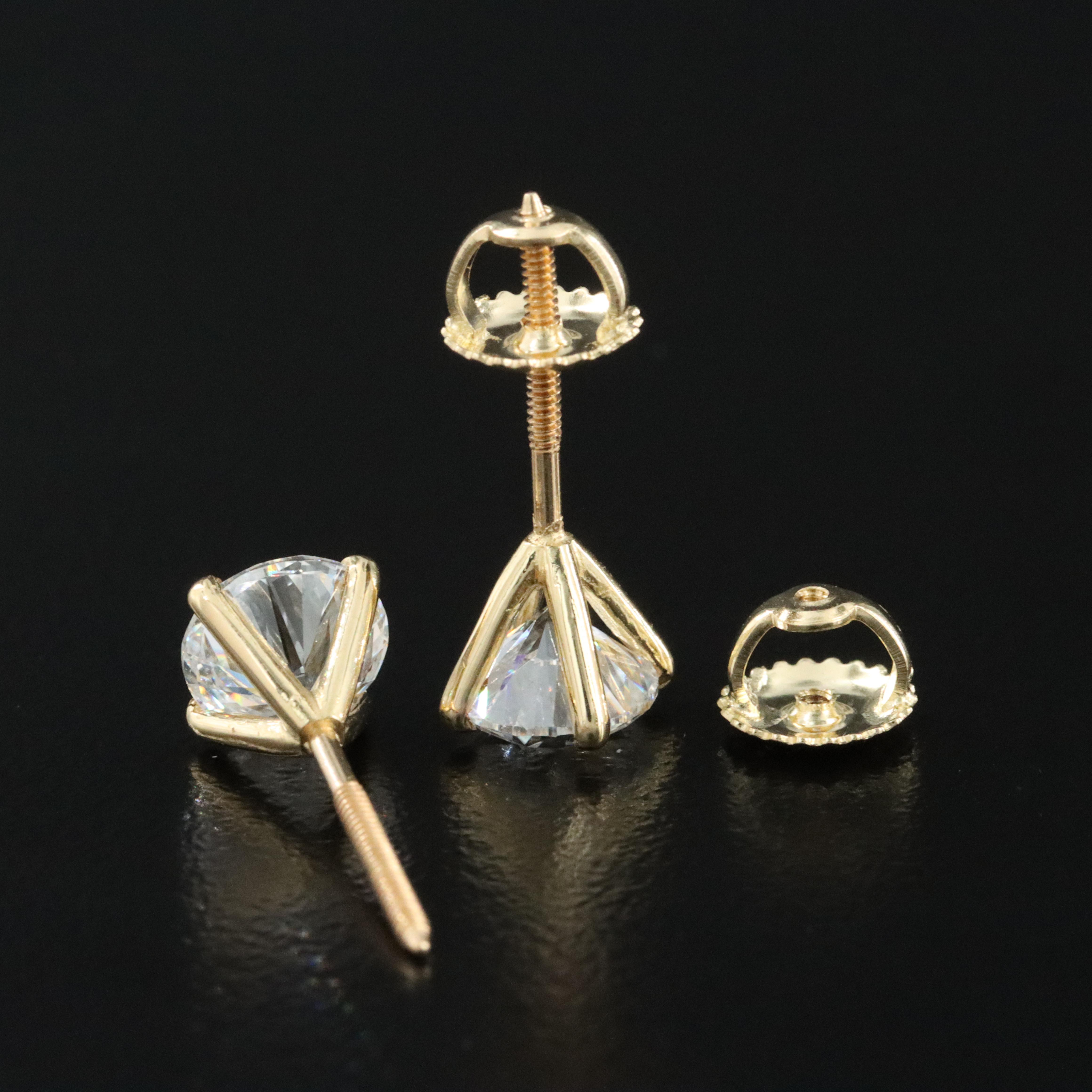 18K 2.03 CTW Lab Grown Diamond Solitaire Stud Earrings with IGI Report