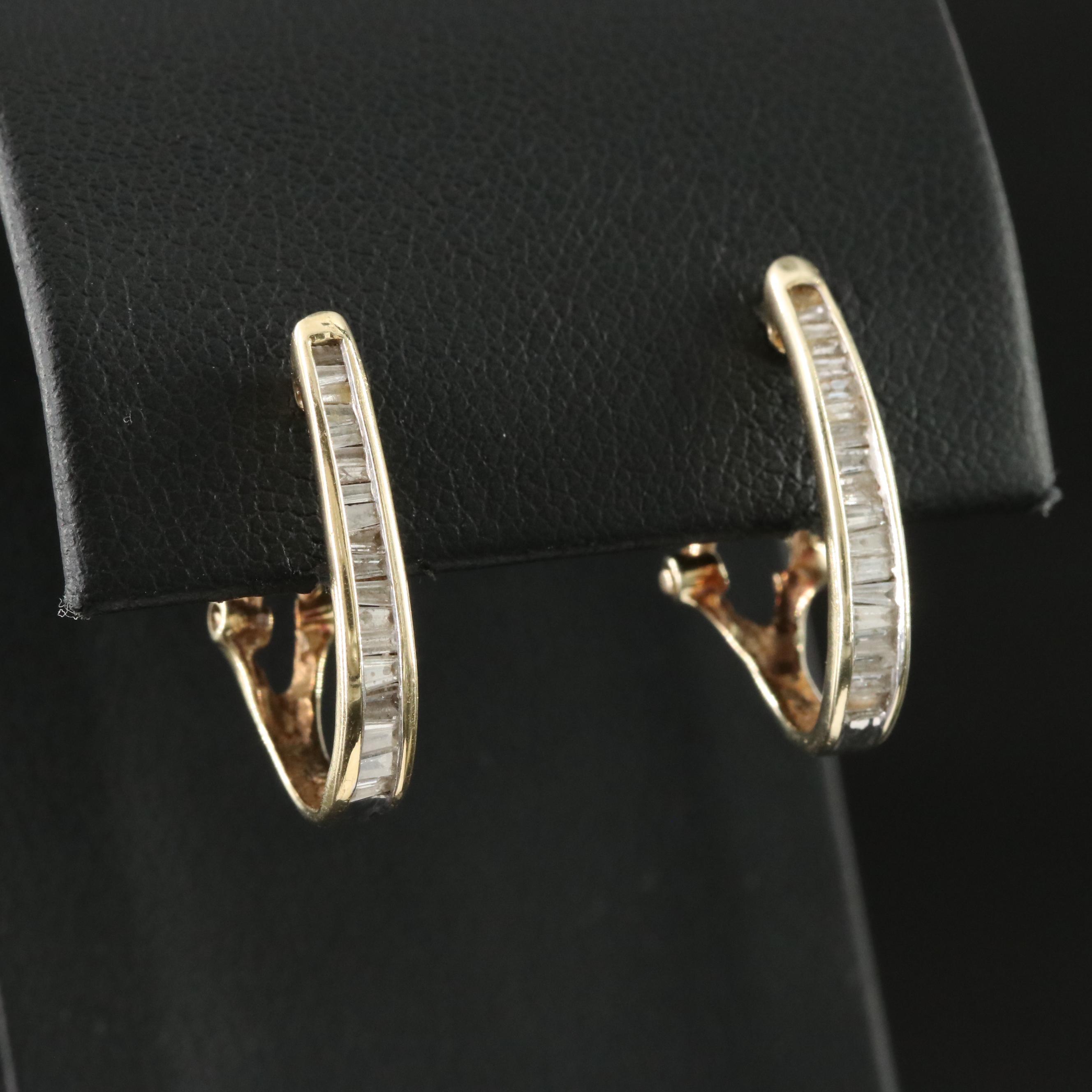 10K 0.50 CTW Diamond J Hoop Earrings