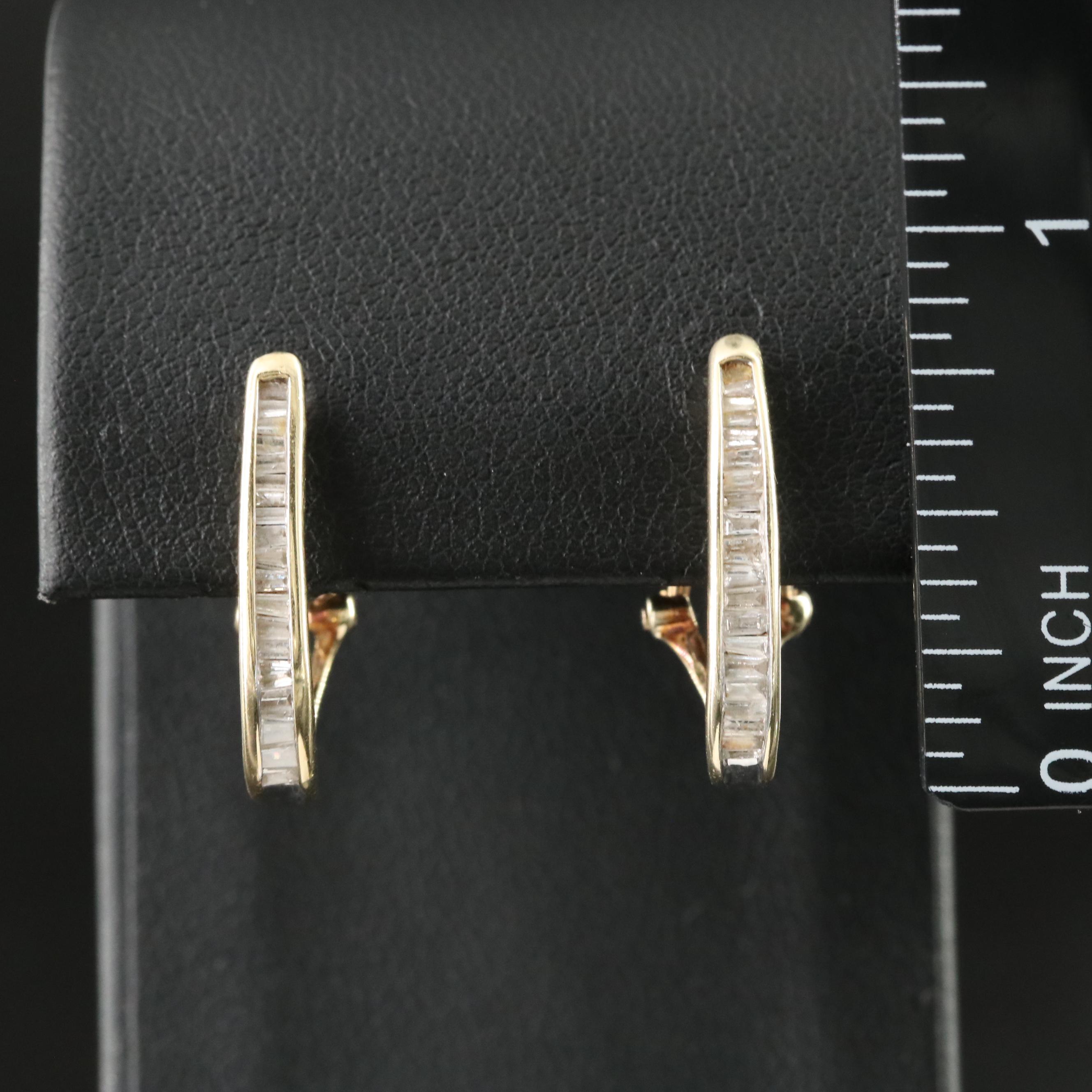 10K 0.50 CTW Diamond J Hoop Earrings
