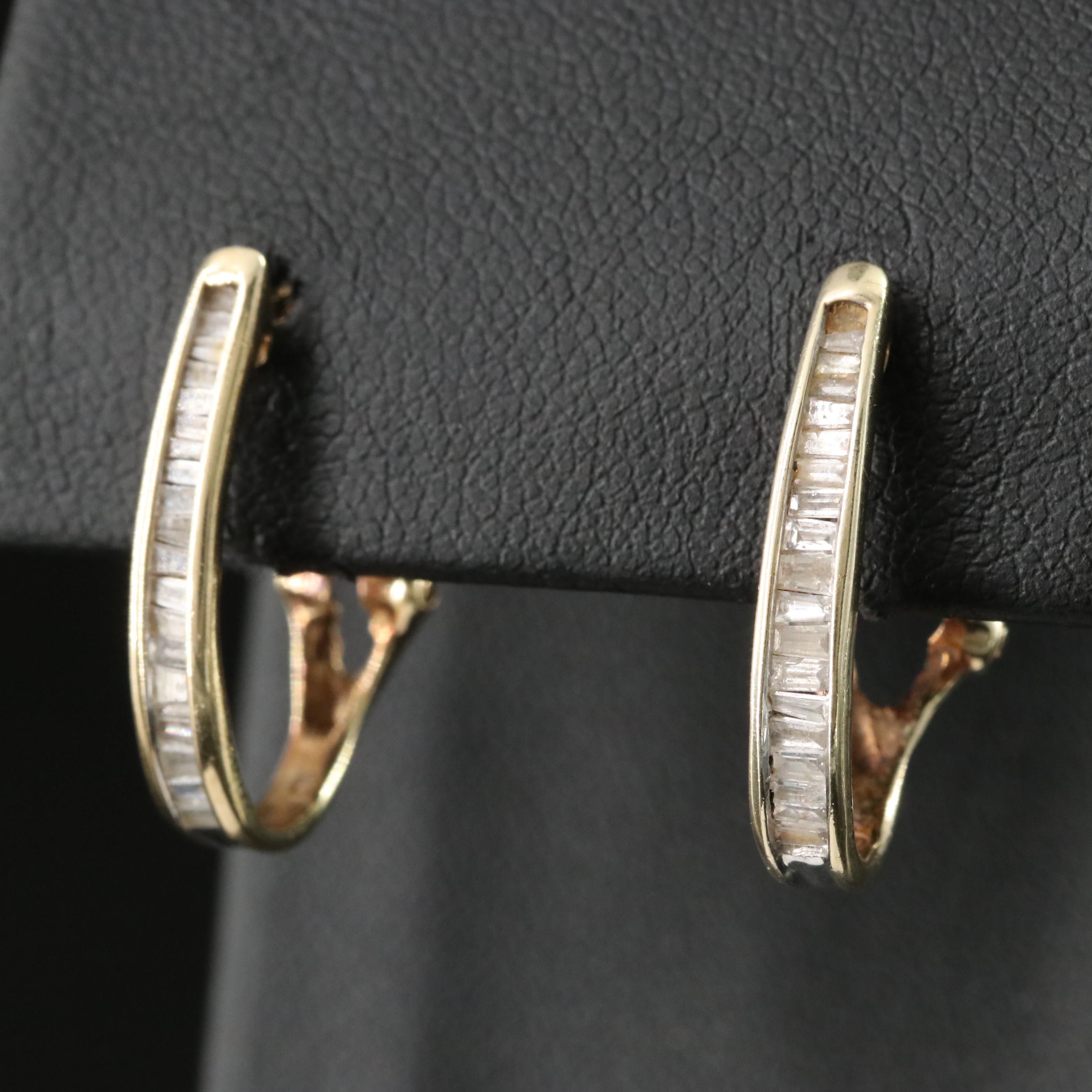 10K 0.50 CTW Diamond J Hoop Earrings