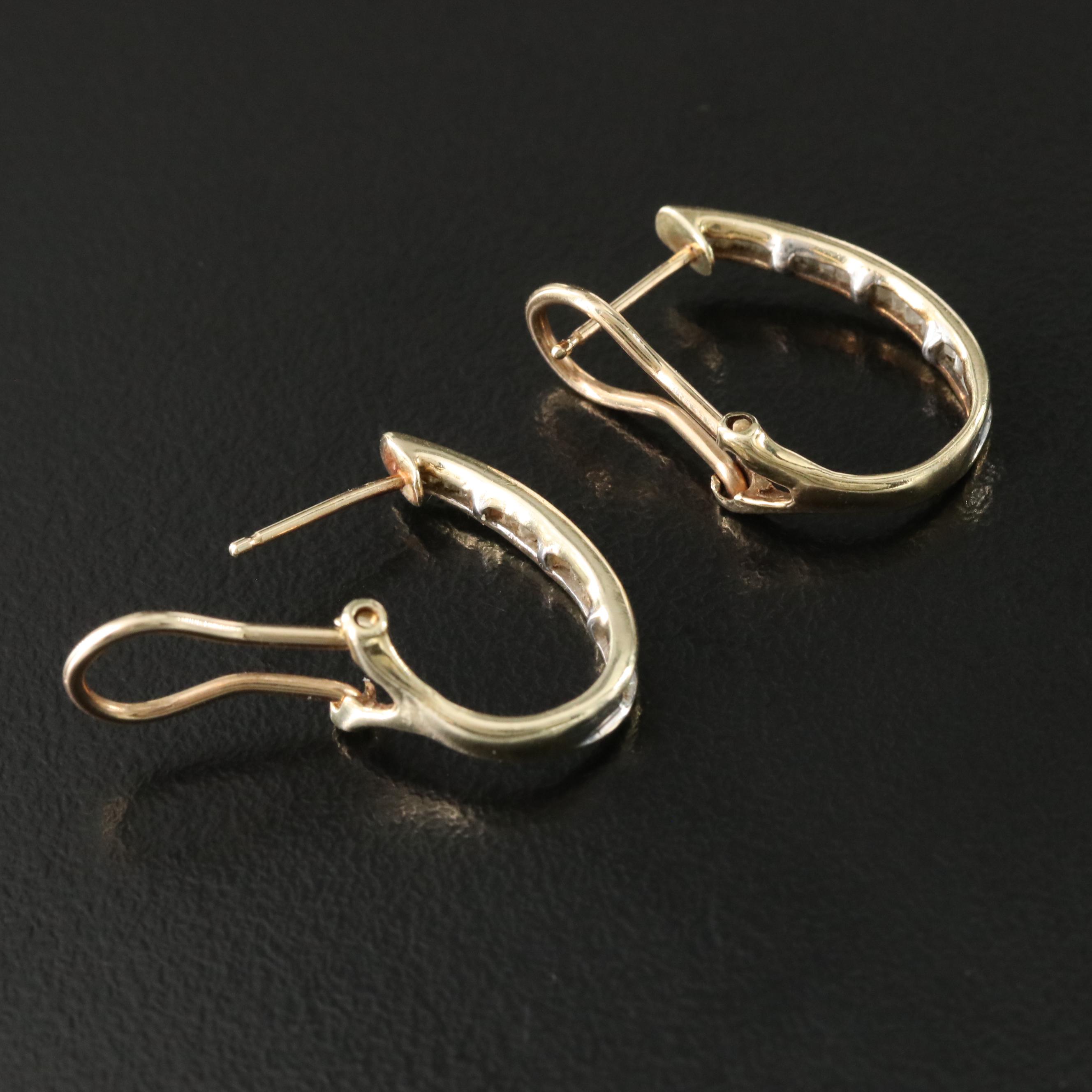 10K 0.50 CTW Diamond J Hoop Earrings