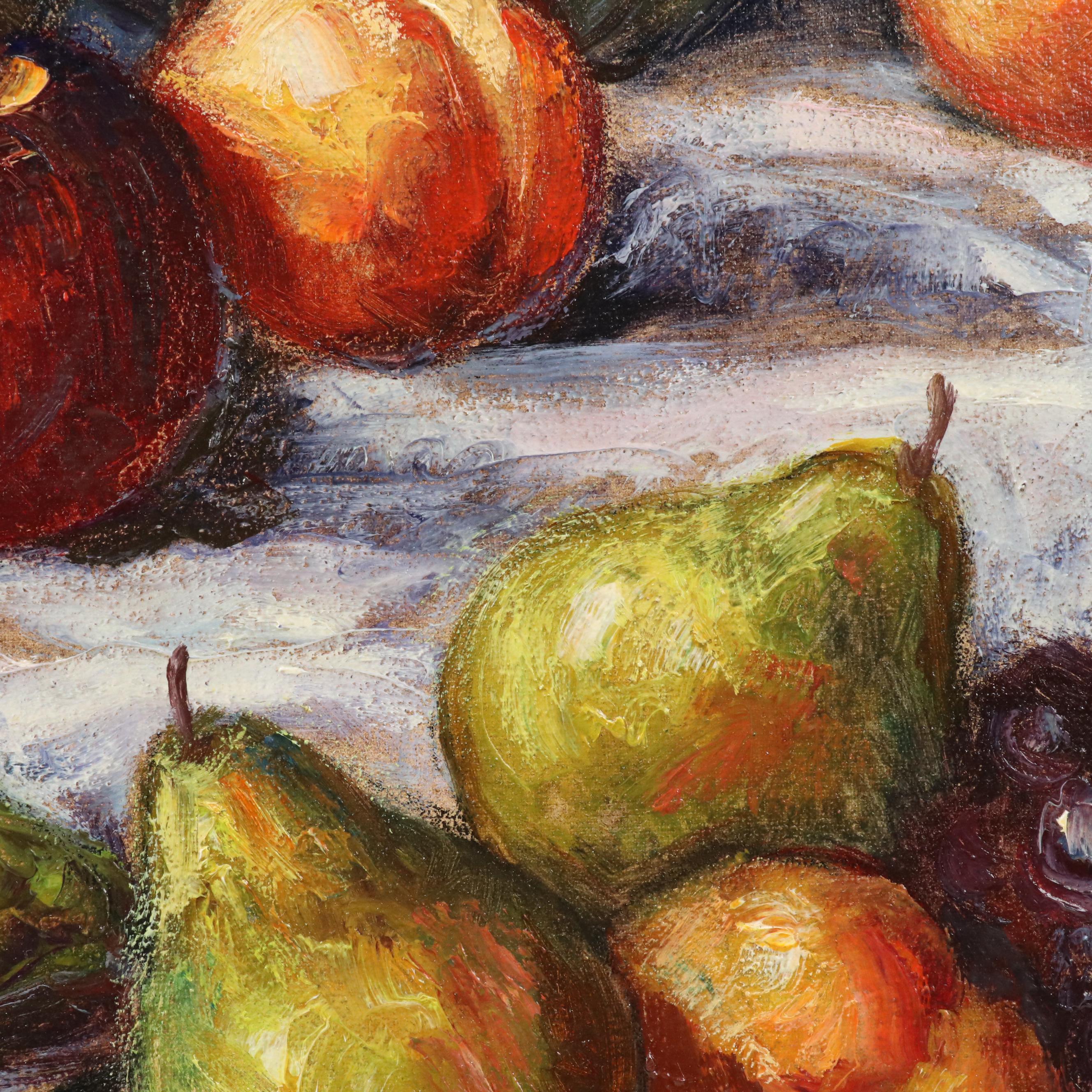 Ladislao Plasencki Still Life Oil Painting with Violin and Fruit