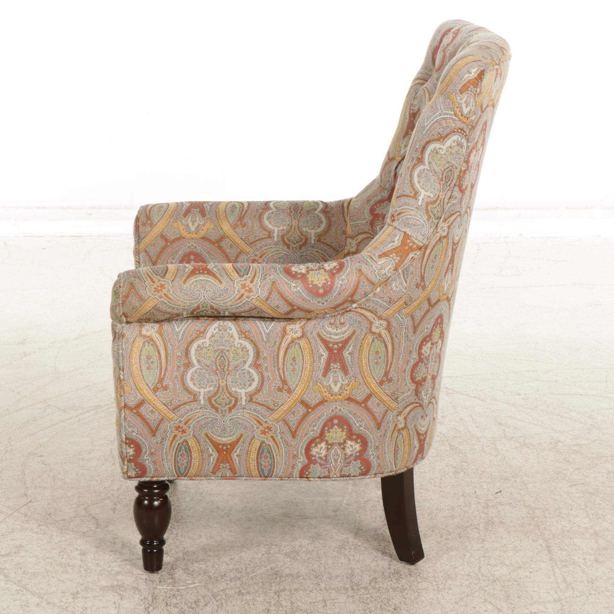 Pier 1 Button Tufted Upholstered Armchair, 21st Century