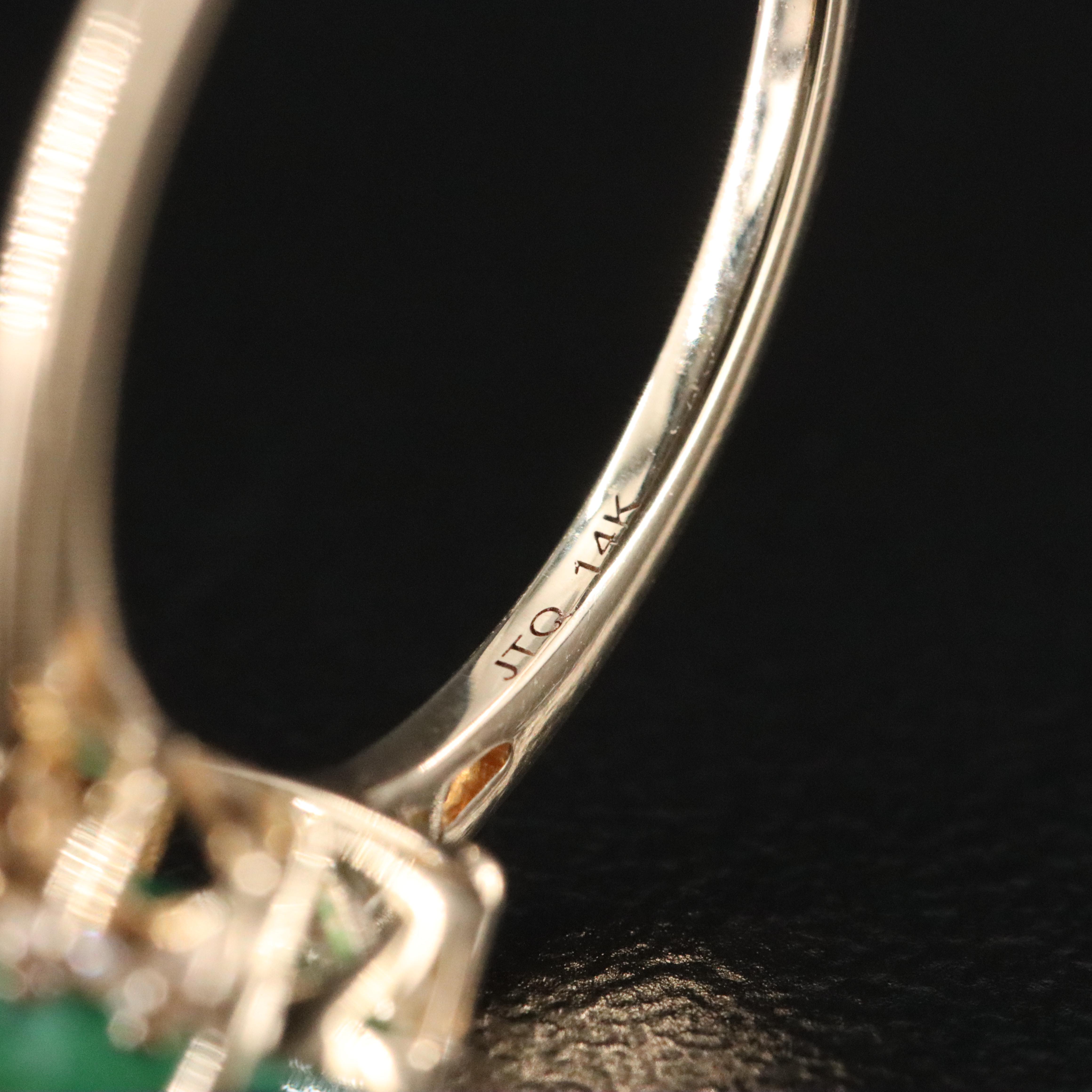 14K Emerald and White Sapphire Ring