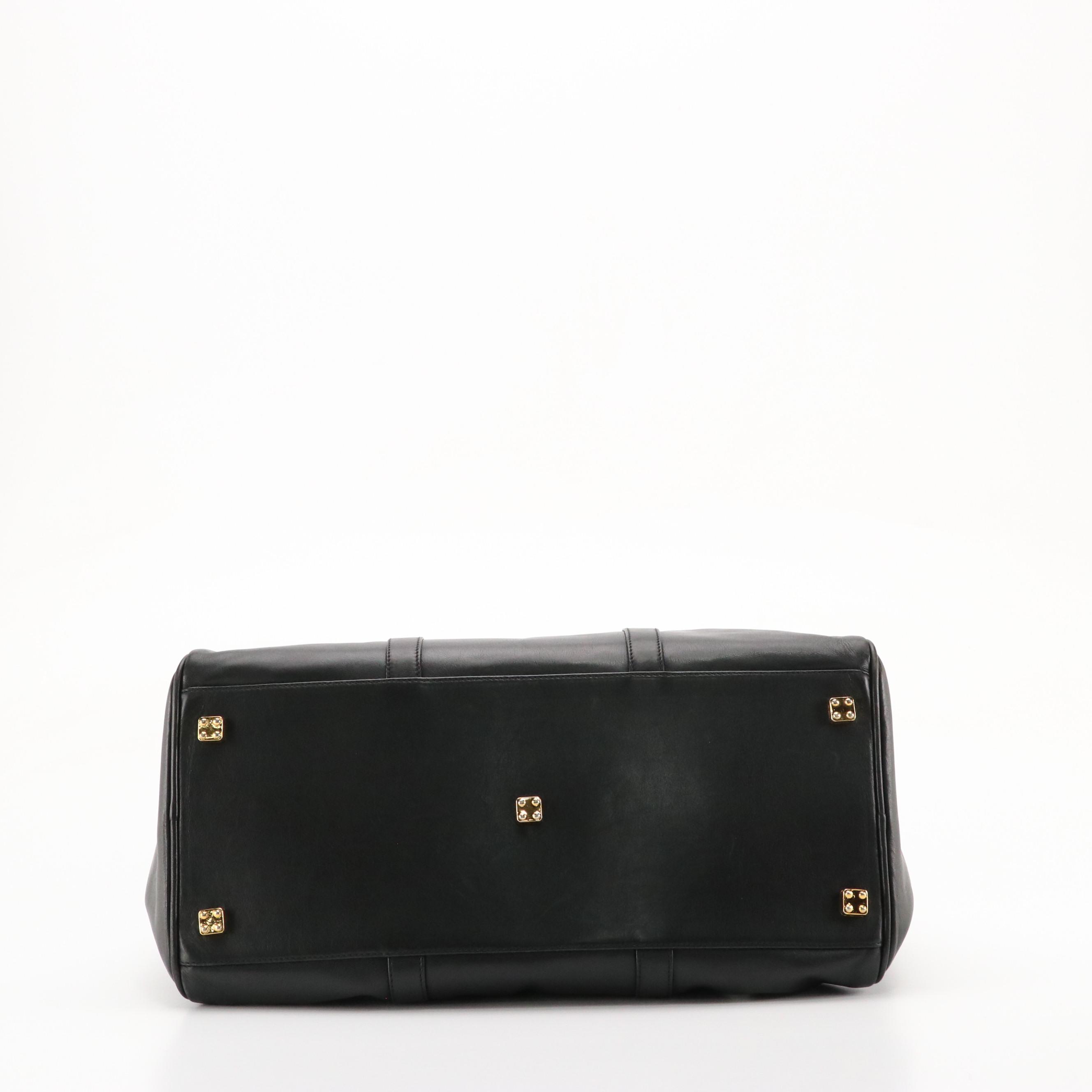Loewe Anagram Embossed Travel Duffle Bag in Black Calfskin Leather