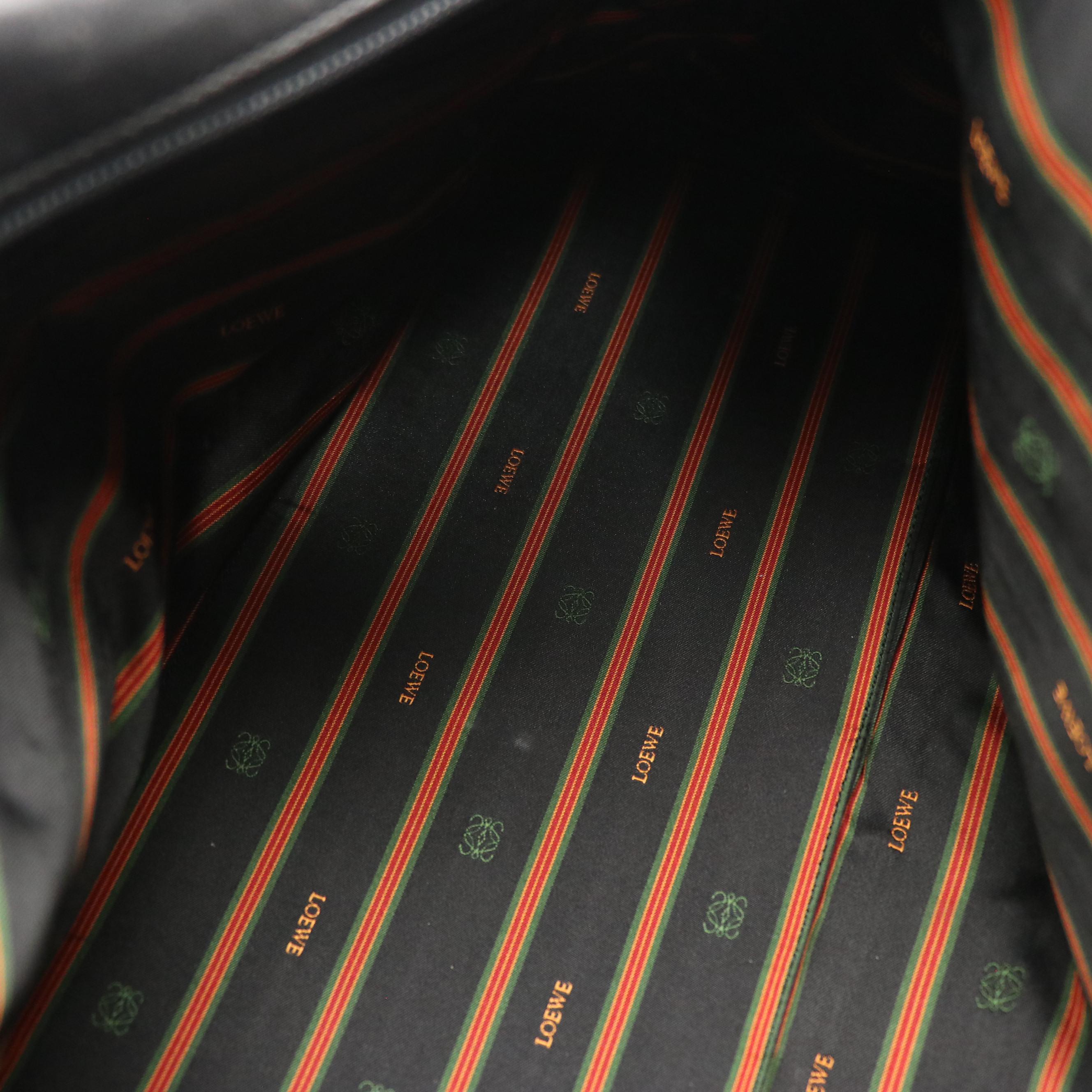 Loewe Anagram Embossed Travel Duffle Bag in Black Calfskin Leather