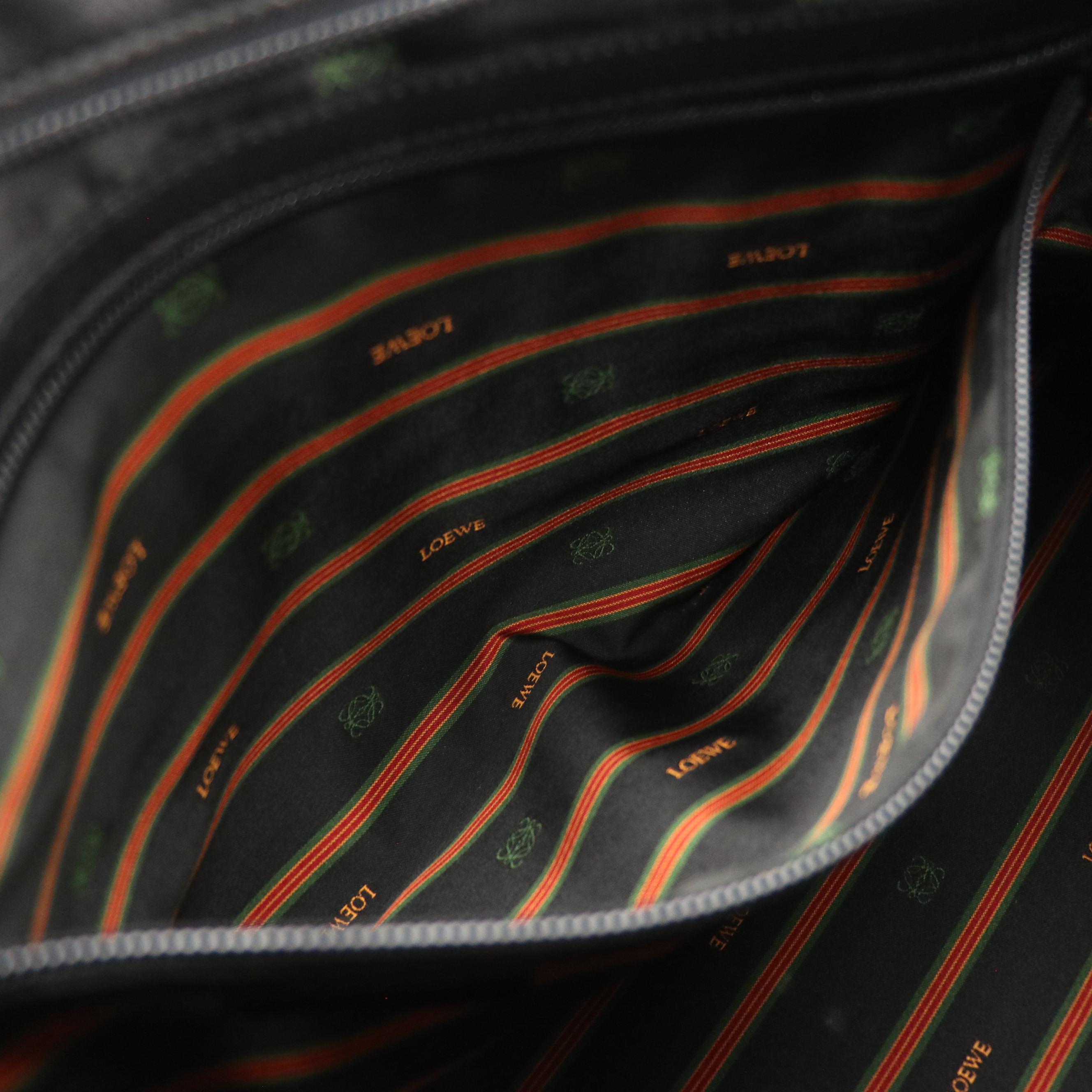 Loewe Anagram Embossed Travel Duffle Bag in Black Calfskin Leather