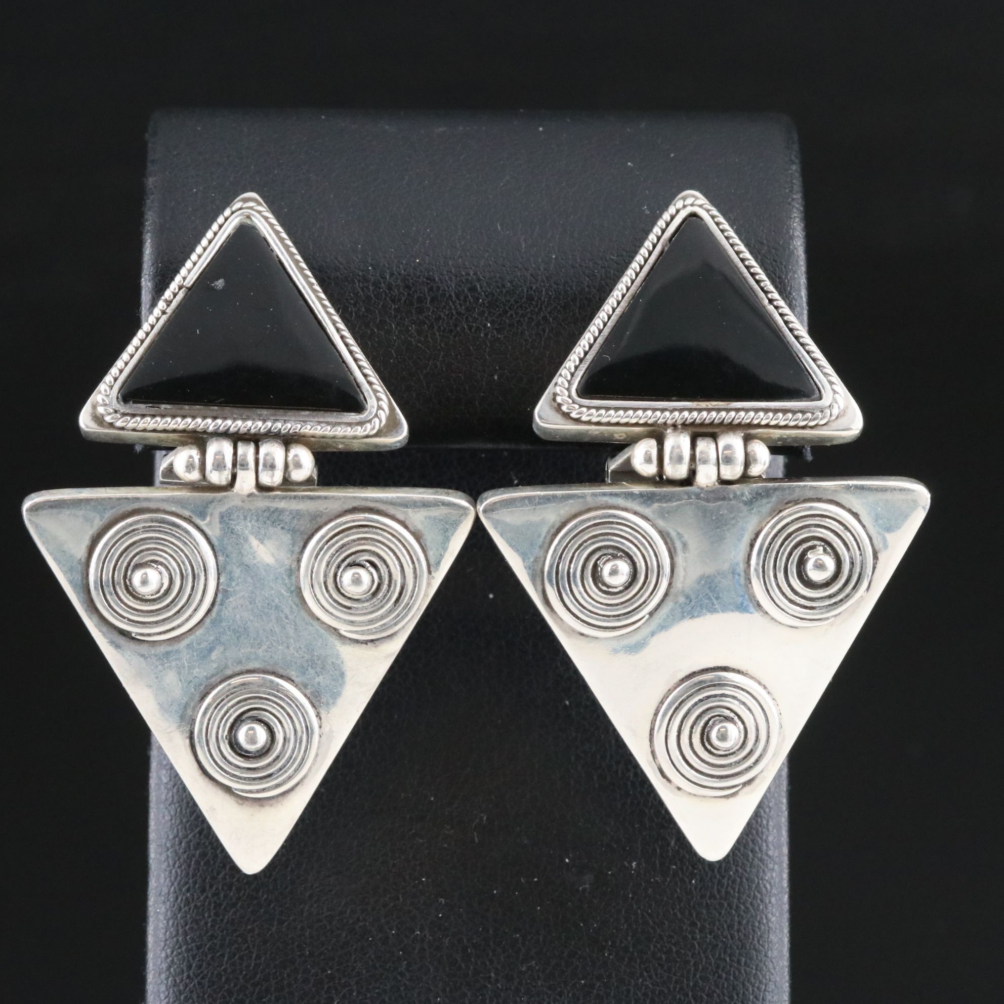 Sterling Obsidian Drop Earrings