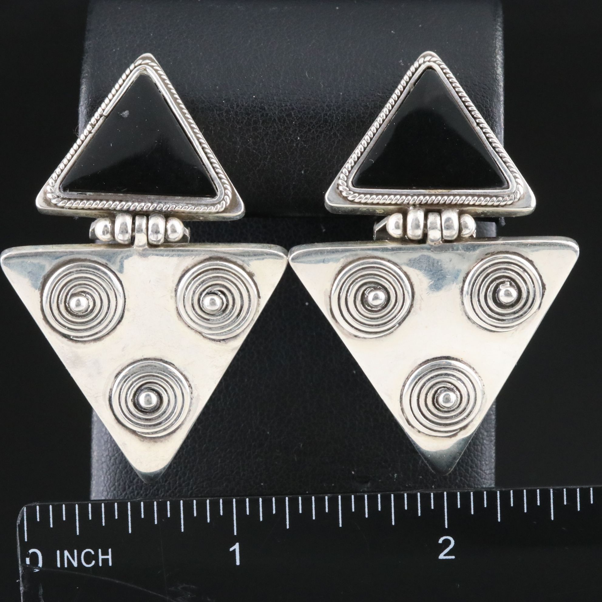 Sterling Obsidian Drop Earrings