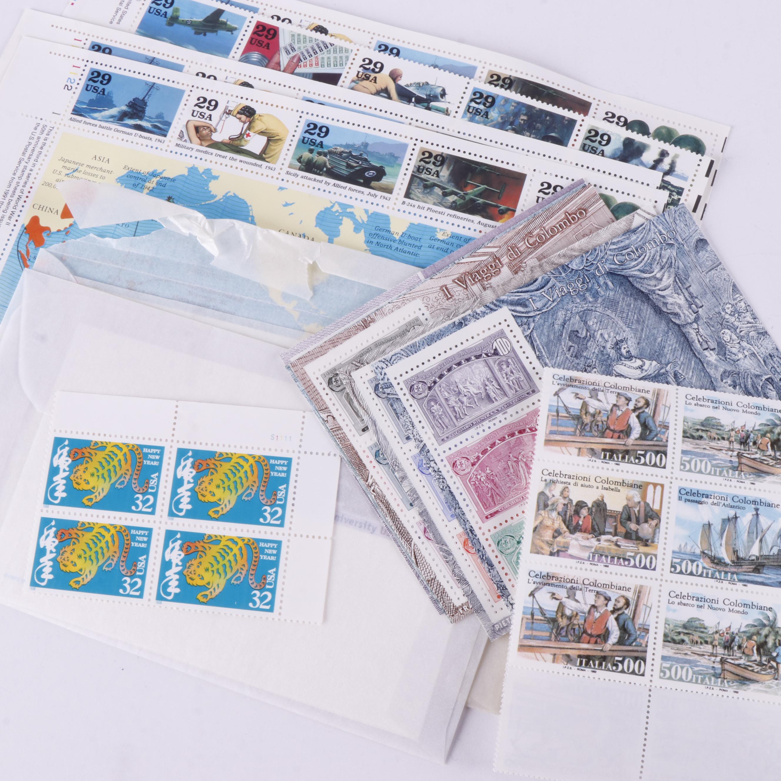 Collection of U.S. Postal Sets, Loose Stamps, and Sheets